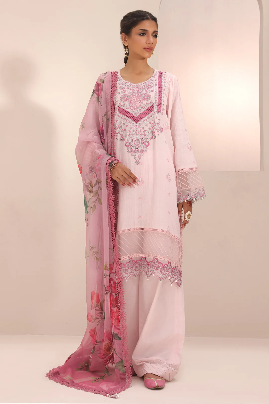 Embroidered Shirt Shalwar Dupatta - 1543 - Image 6