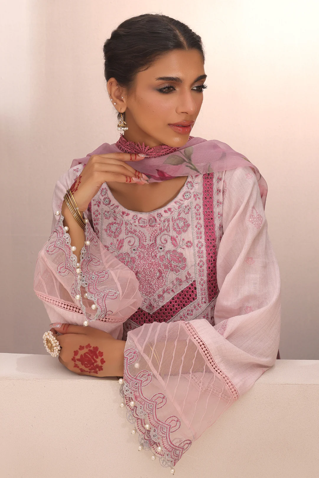 Embroidered Shirt Shalwar Dupatta - 1543 - Image 7