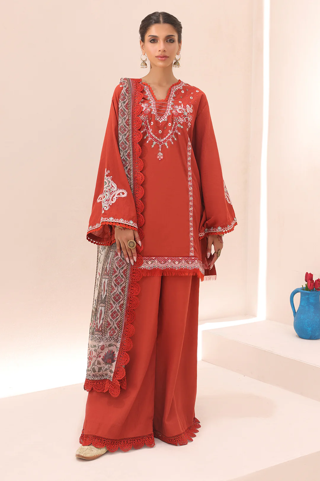 Embroidered Shirt Shalwar Dupatta - 1544 - Image 2