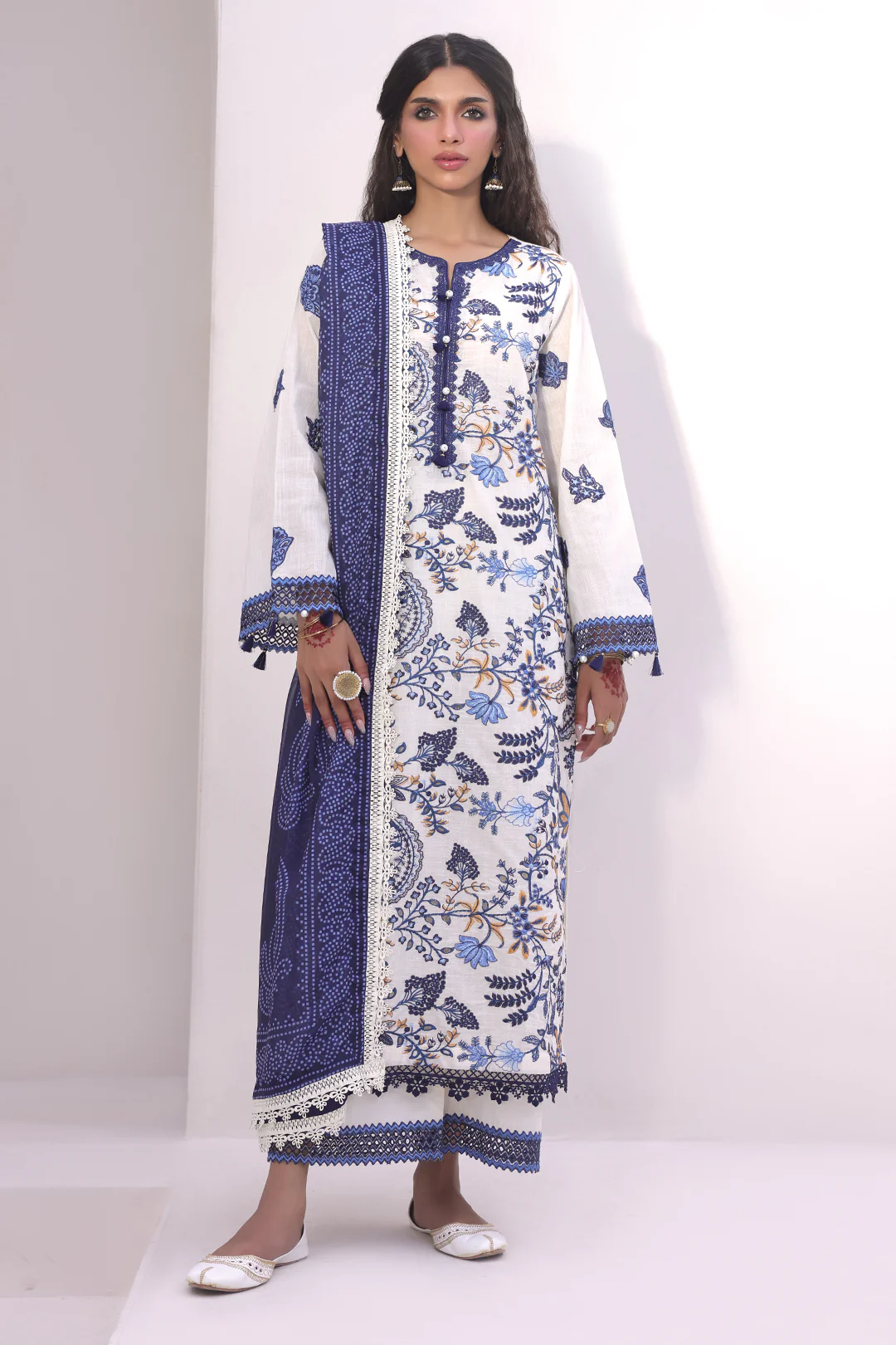 Embroidered Shirt Shalwar Dupatta - 1554 - Image 5