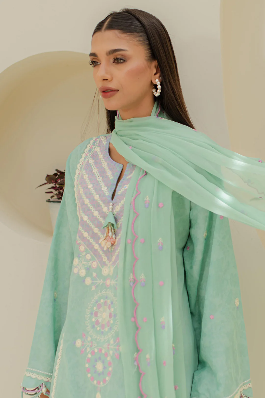 Embroidered Shirt Shalwar Dupatta - 1766 - Image 2