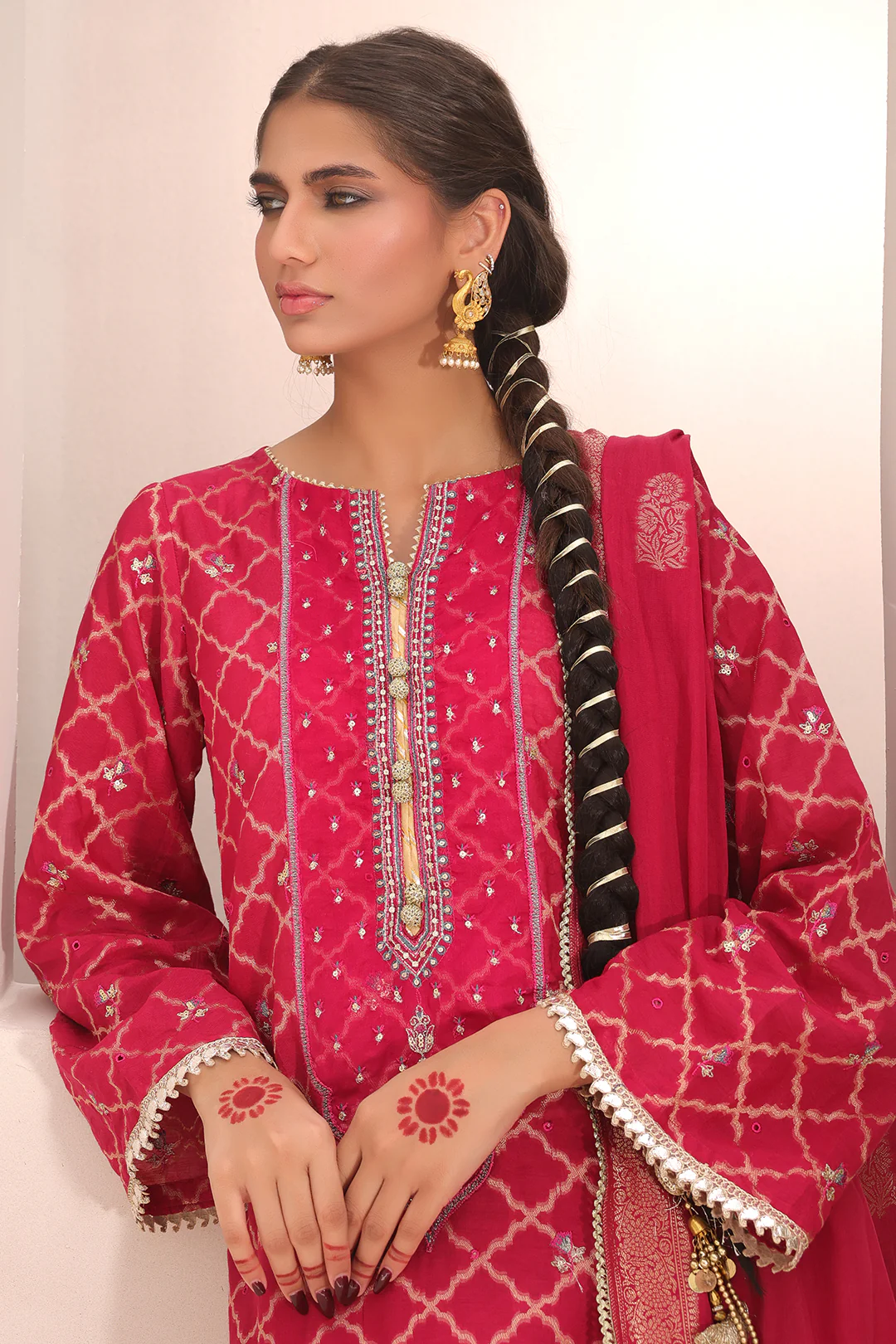 Embroidered Shirt Shalwar Dupatta - 1801 - Image 8