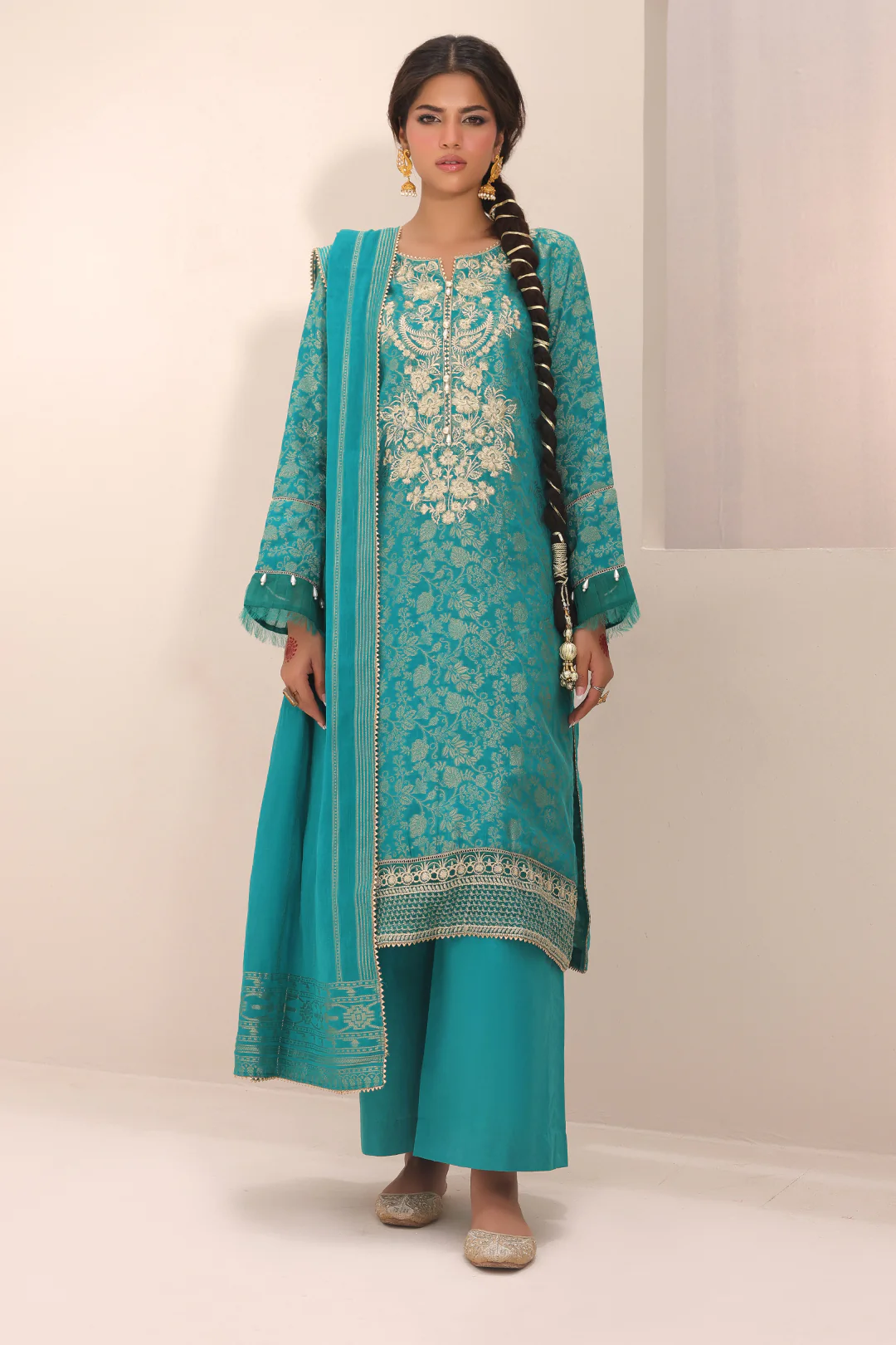 Embroidered Shirt Shalwar Dupatta - 1802 - Image 2