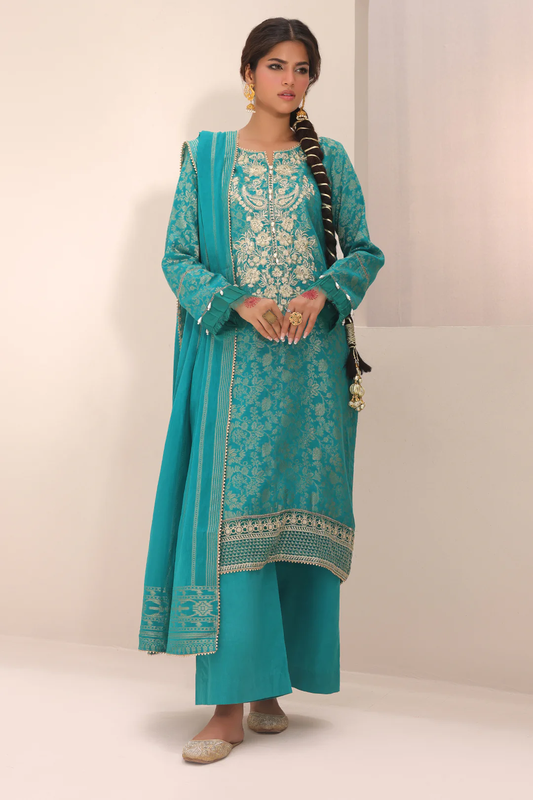 Embroidered Shirt Shalwar Dupatta - 1802 - Image 3