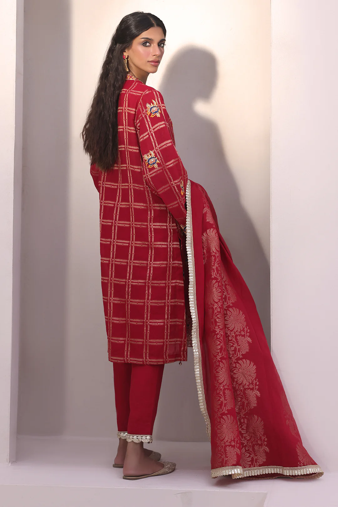 Embroidered Shirt Shalwar Dupatta - 1803 - Image 5