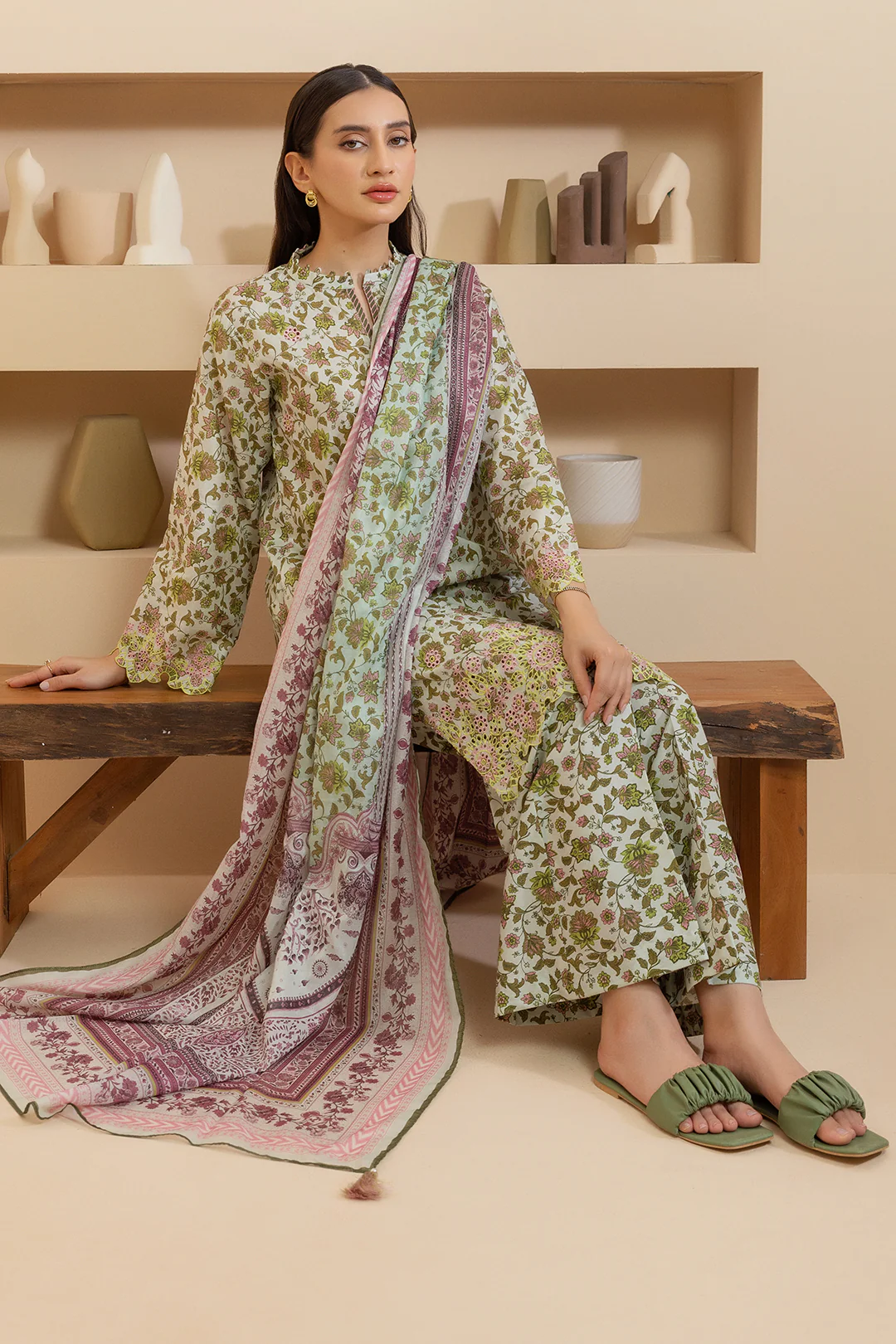 Embroidered Shirt Shalwar Dupatta - 0061 - Image 4