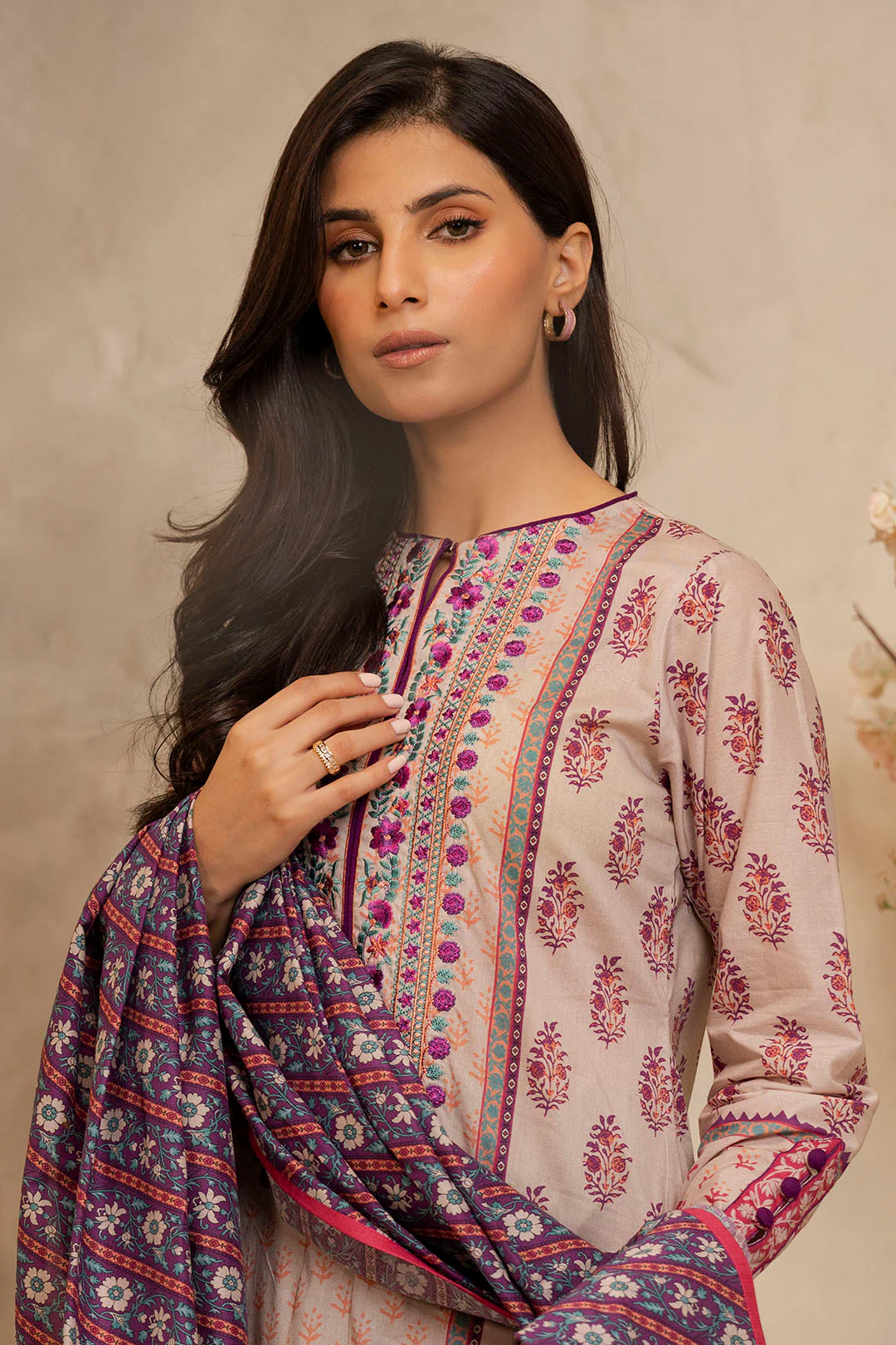 Embroidered Shirt Shalwar Dupatta - 0064 - Image 2
