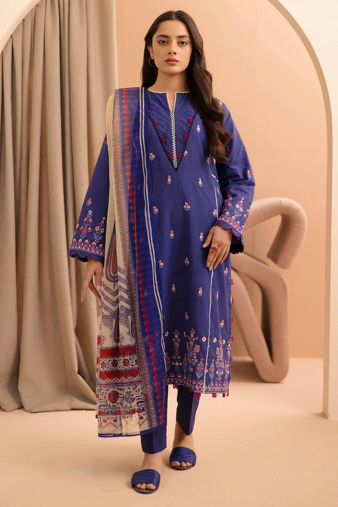 Embroidered Shirt Shalwar Dupatta - 0070 - Image 4