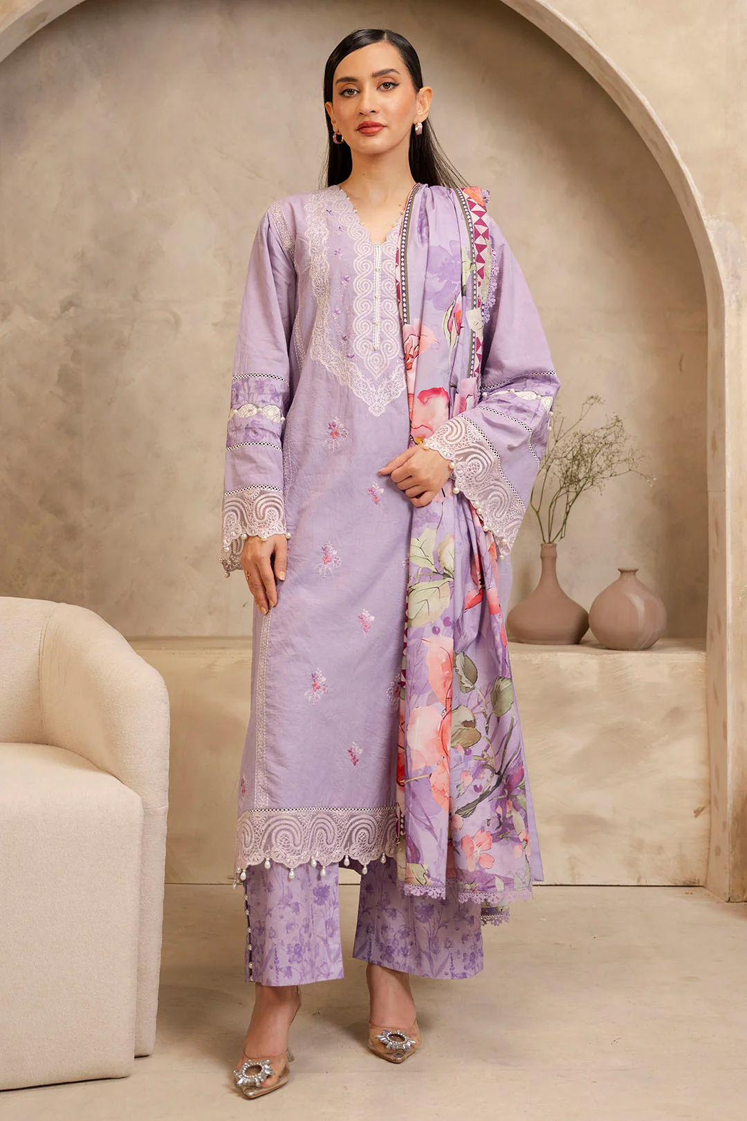 Embroidered Shirt Shalwar Dupatta - 0071 - Image 2