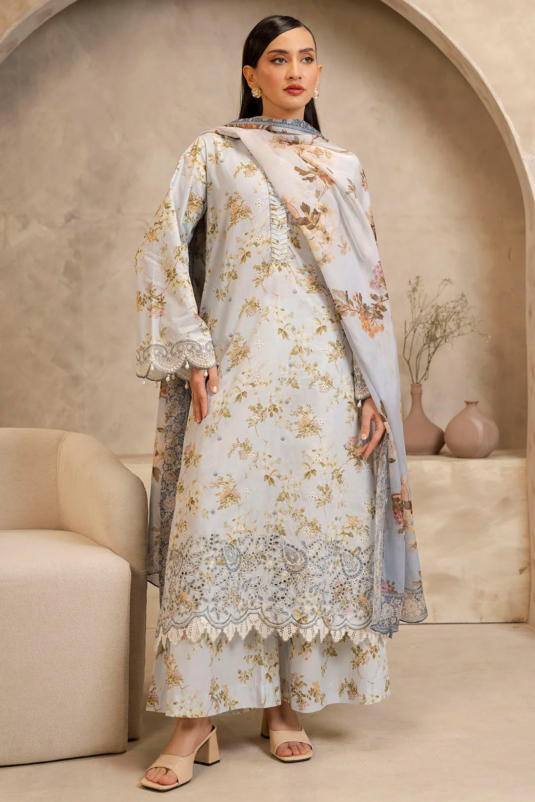 Embroidered Shirt Shalwar Dupatta - 0075 - Image 2