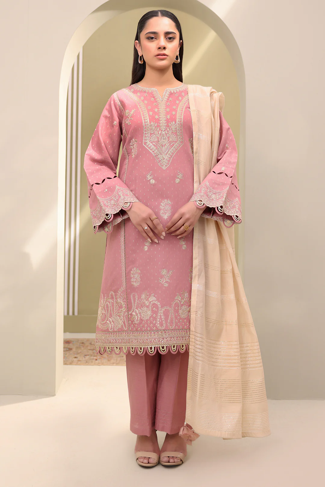 Embroidered Shirt Shalwar Dupatta - 0080 - Image 2