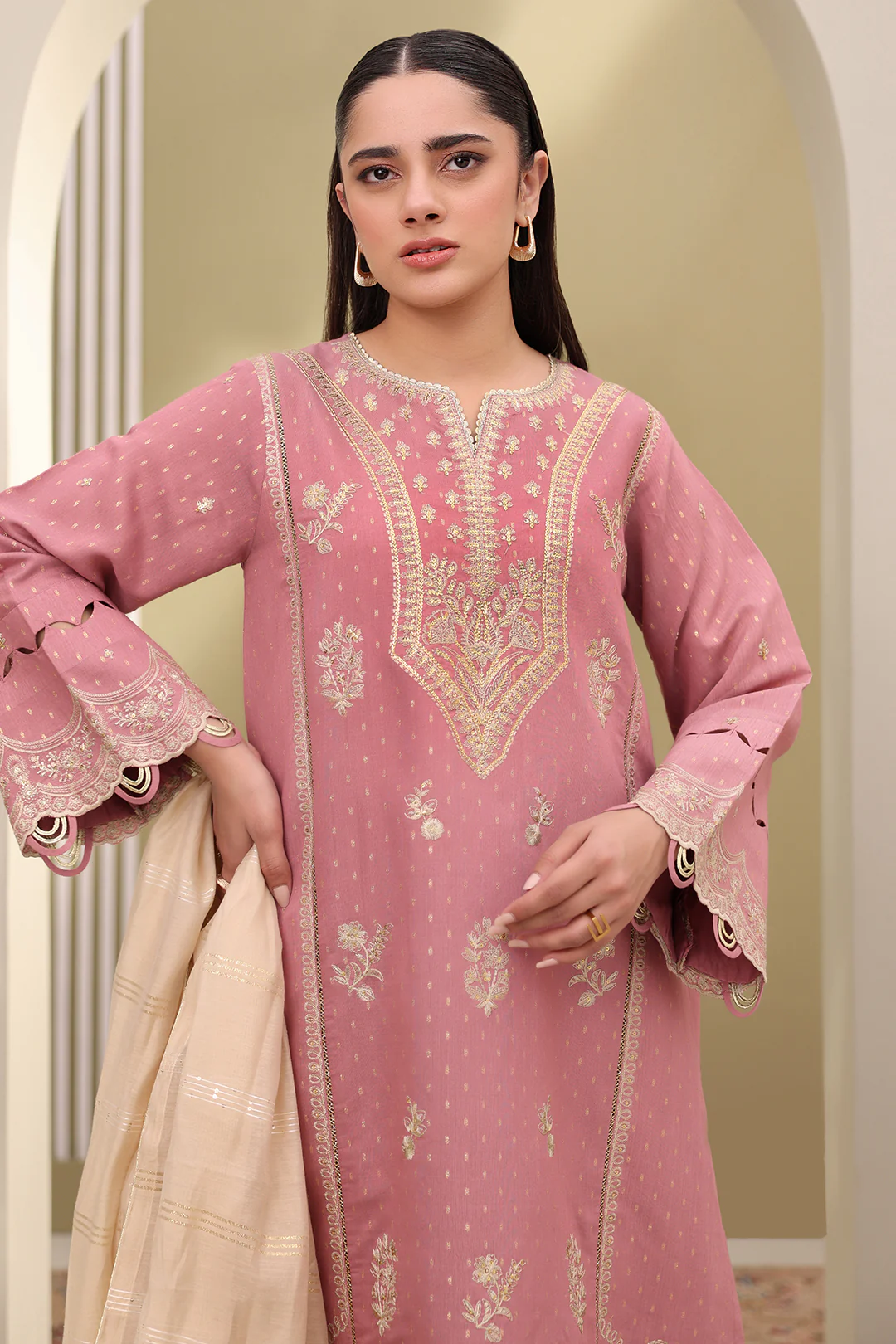 Embroidered Shirt Shalwar Dupatta - 0080 - Image 3