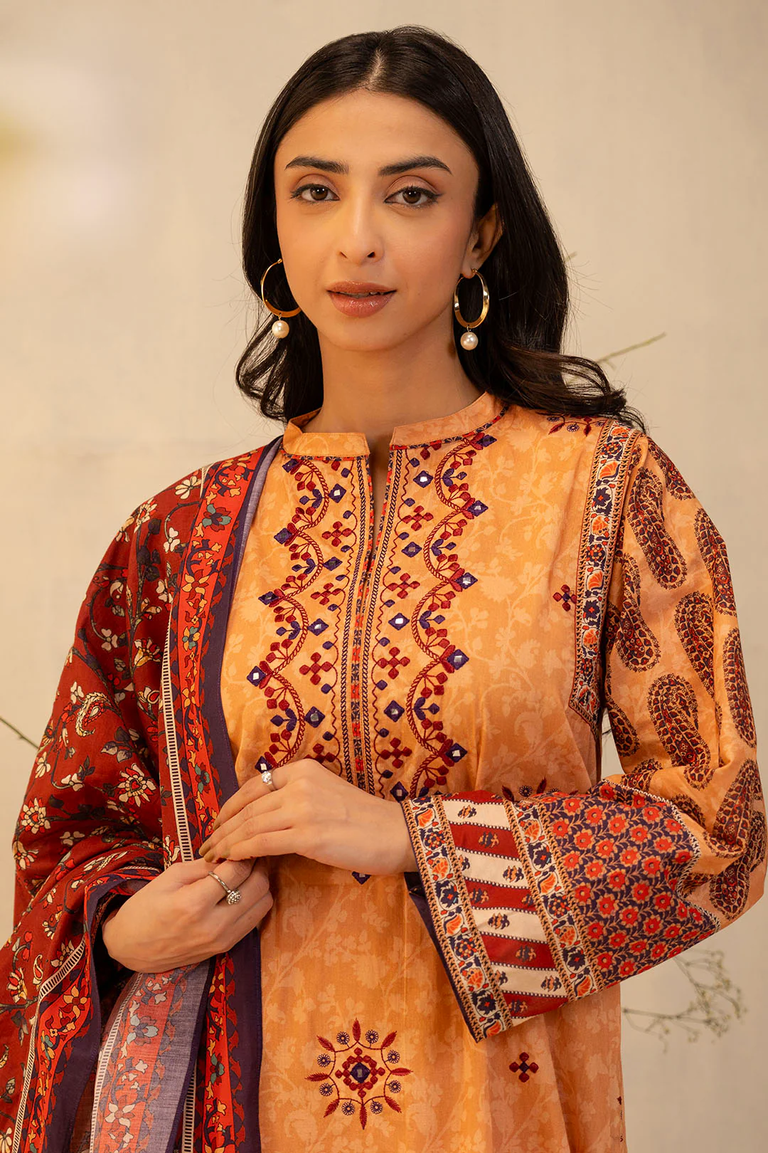 Embroidered Shirt Shalwar Dupatta - 0136 - Image 2