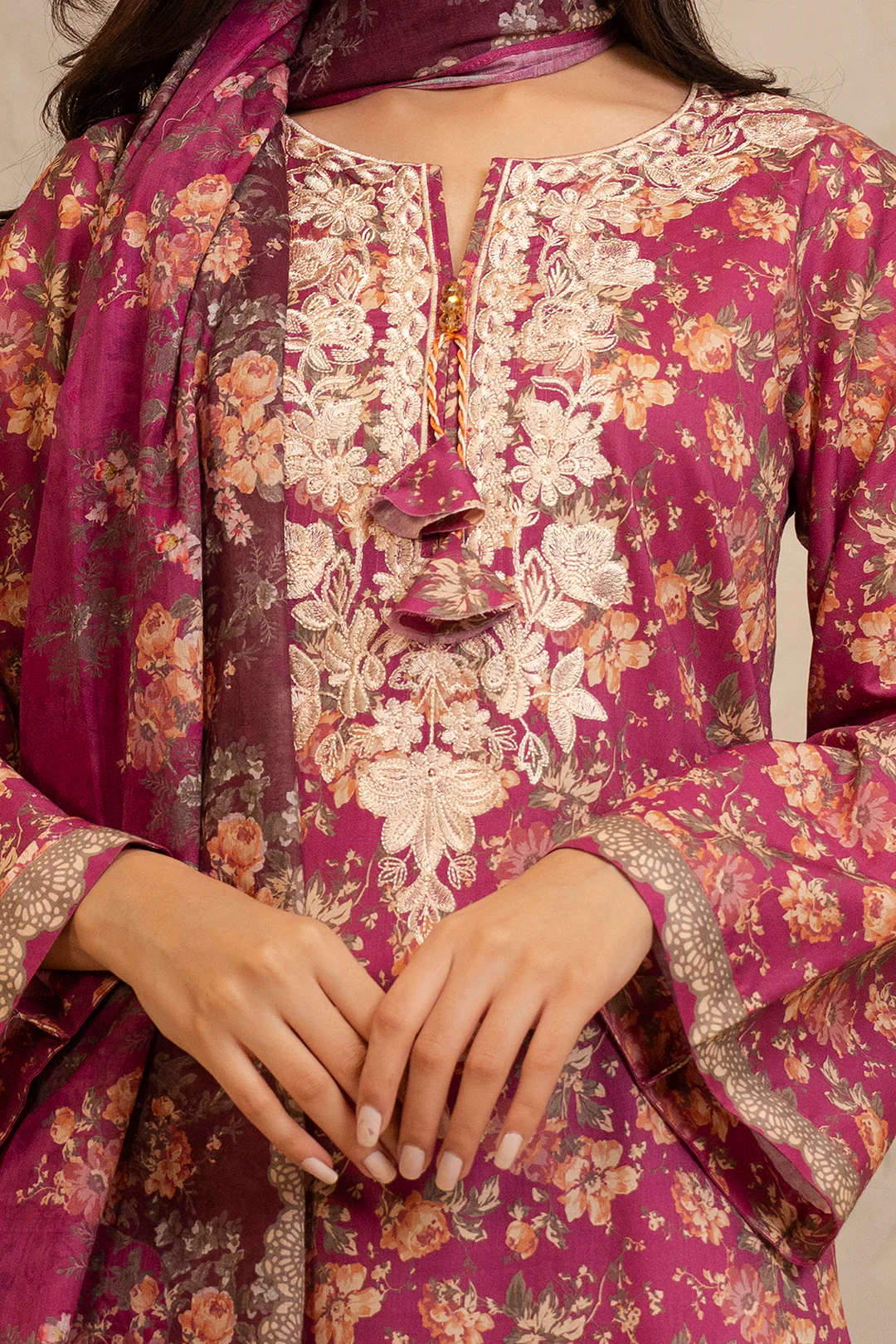 Embroidered Shirt Shalwar Dupatta - 0139 - Image 3