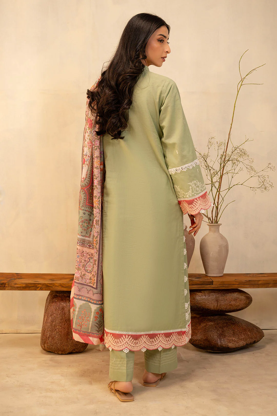 Embroidered Shirt Shalwar Dupatta - 0144 - Image 5