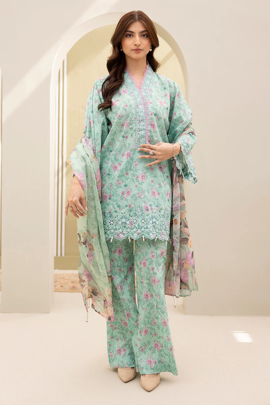 Embroidered Shirt Shalwar Dupatta - 0149 - Image 4