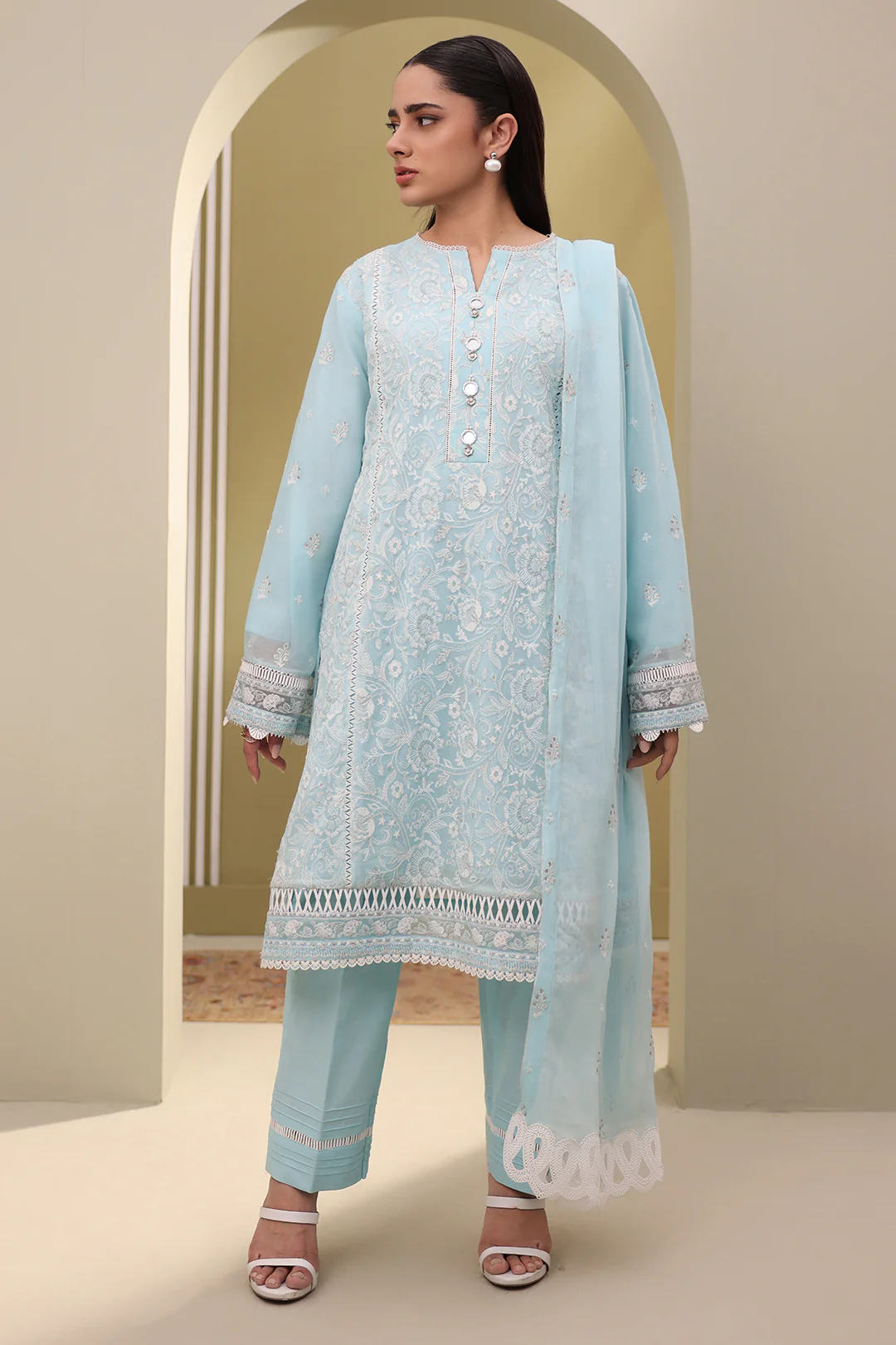 Embroidered Shirt Shalwar Dupatta - 0152 - Image 4