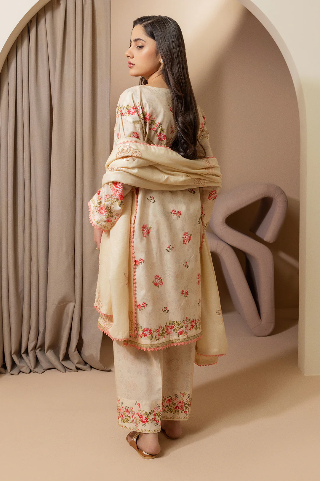 Embroidered Shirt Shalwar Dupatta - 0209 - Image 5