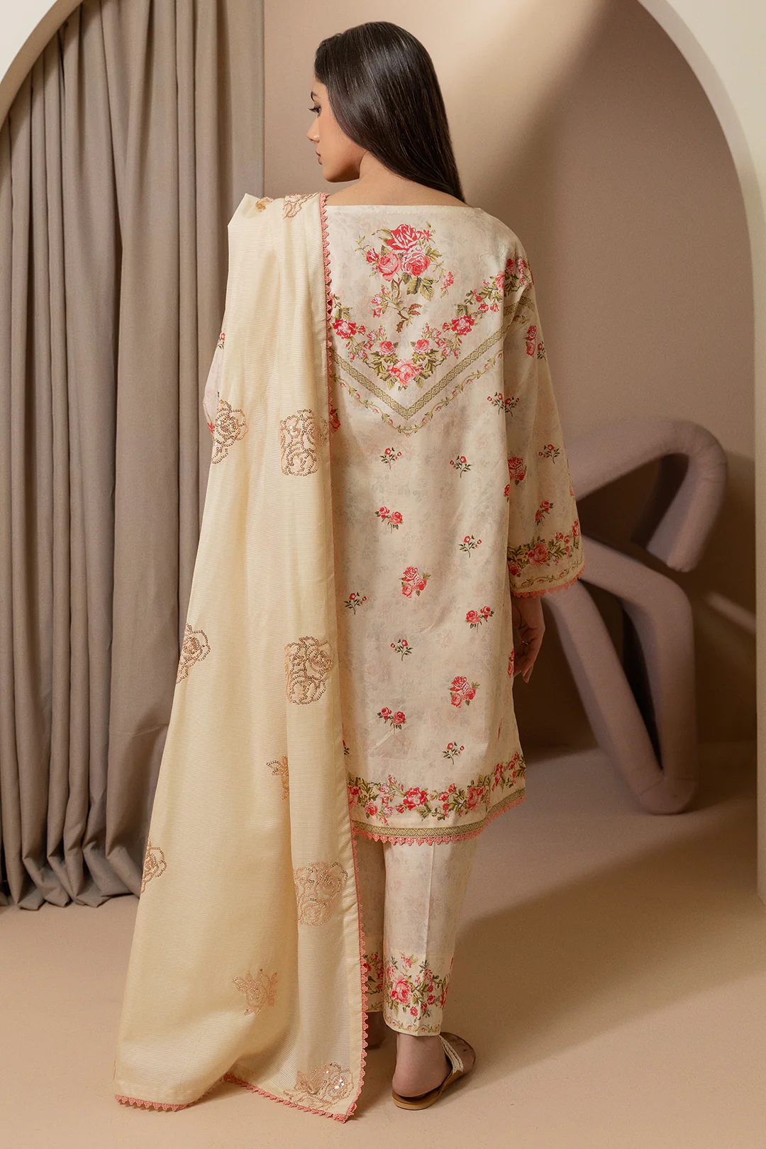Embroidered Shirt Shalwar Dupatta - 0209 - Image 8