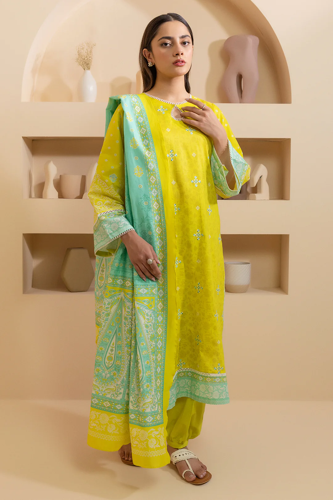 Embroidered Shirt Shalwar Dupatta - 0210 - Image 4