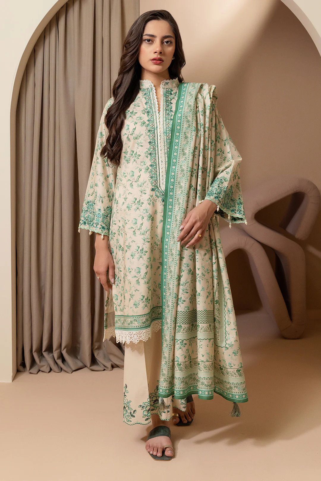 Embroidered Shirt Shalwar Dupatta - 0211 - Image 3
