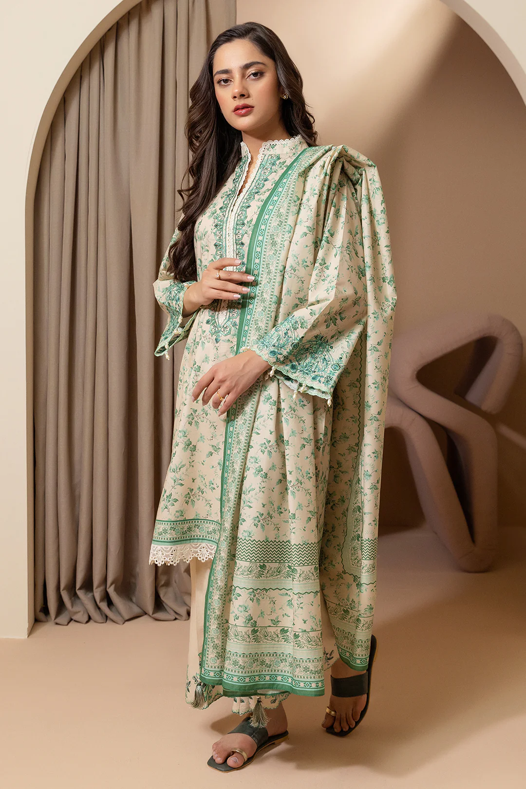 Embroidered Shirt Shalwar Dupatta - 0211 - Image 5