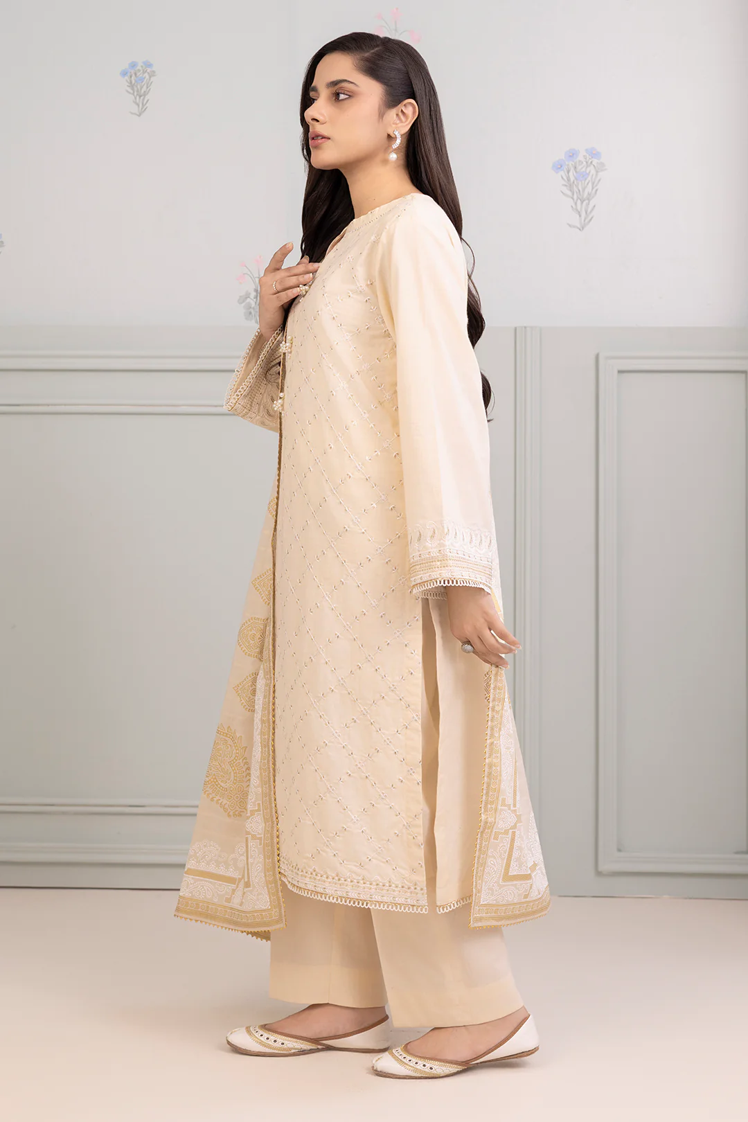 Embroidered Shirt Shalwar Dupatta - 0213 - Image 5