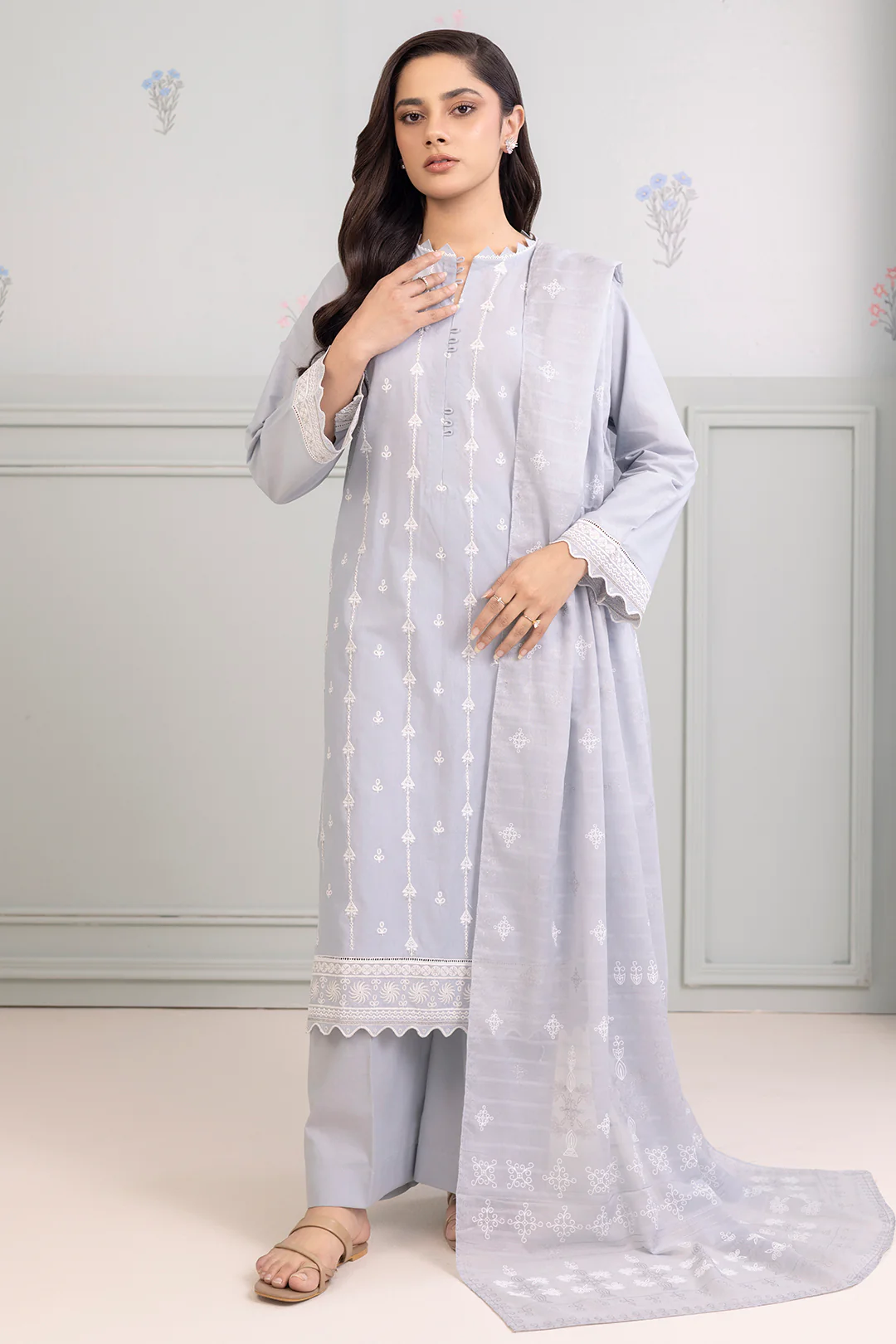 Embroidered Shirt Shalwar Dupatta - 0215 - Image 4