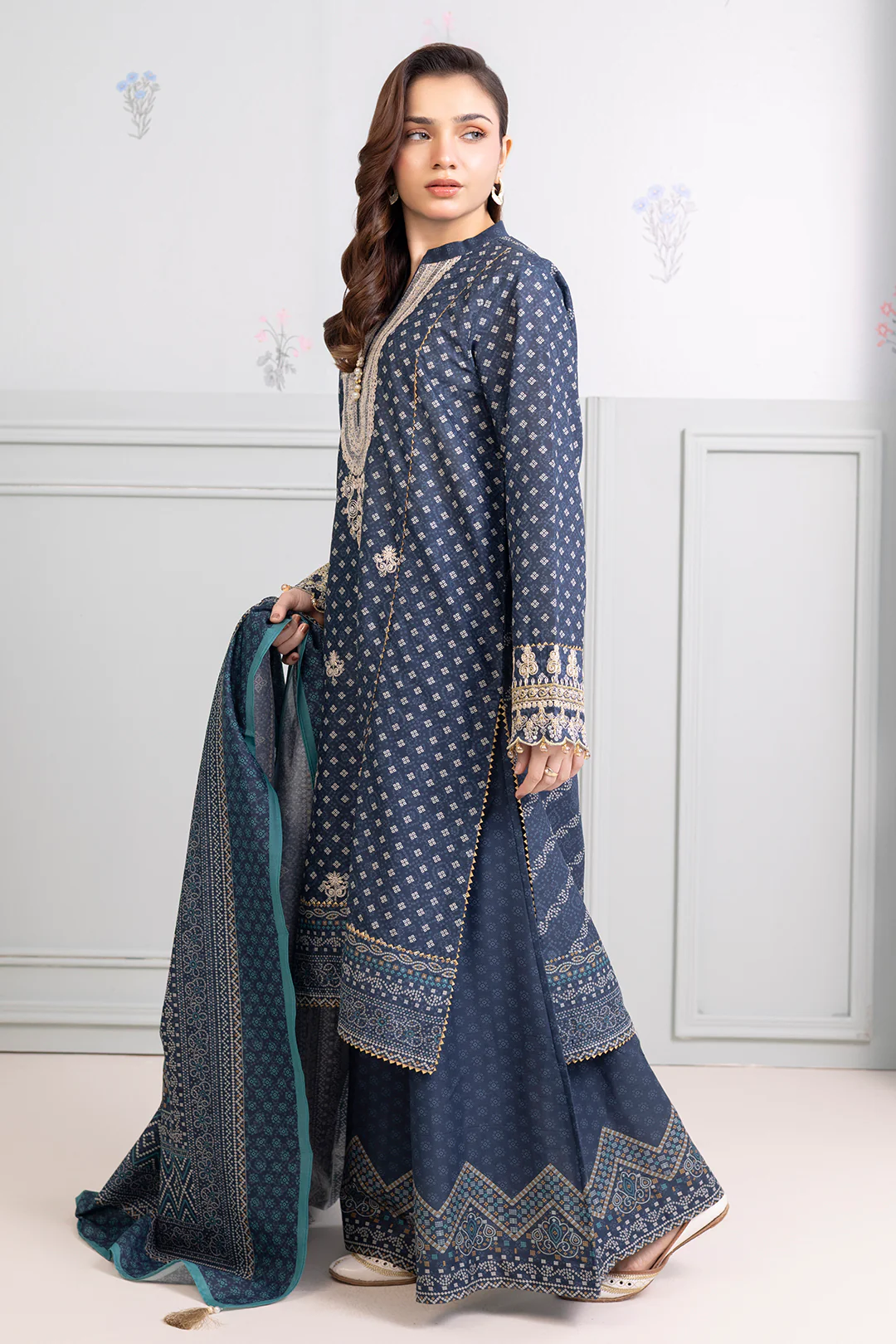 Embroidered Shirt Shalwar Dupatta - 0275 - Image 6