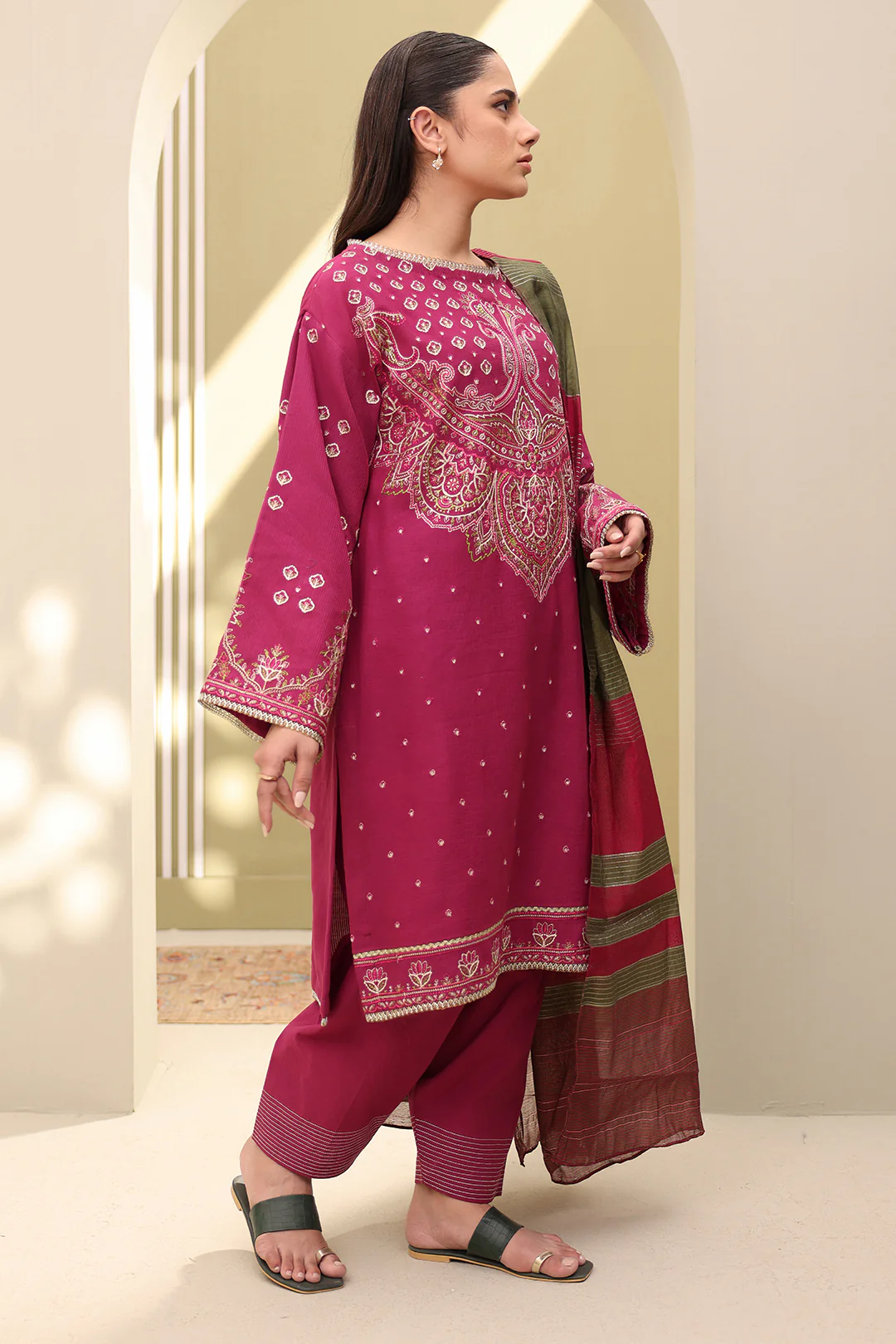 Embroidered Shirt Shalwar Dupatta - 0286 - Image 4