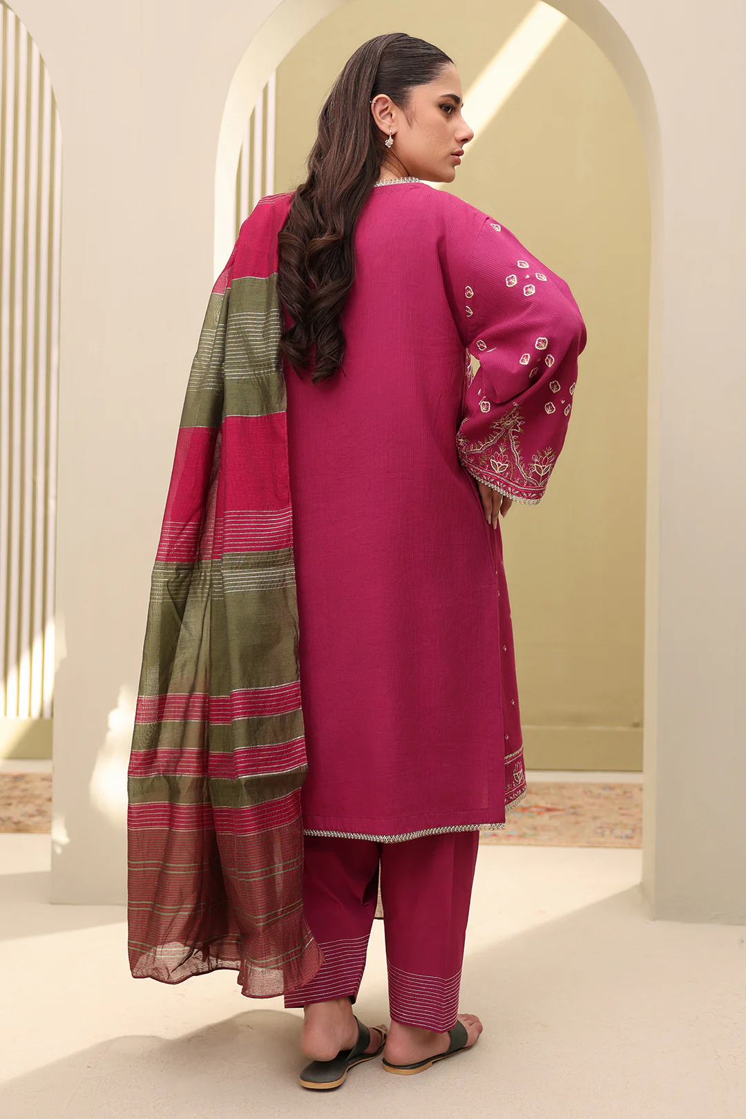 Embroidered Shirt Shalwar Dupatta - 0286 - Image 9
