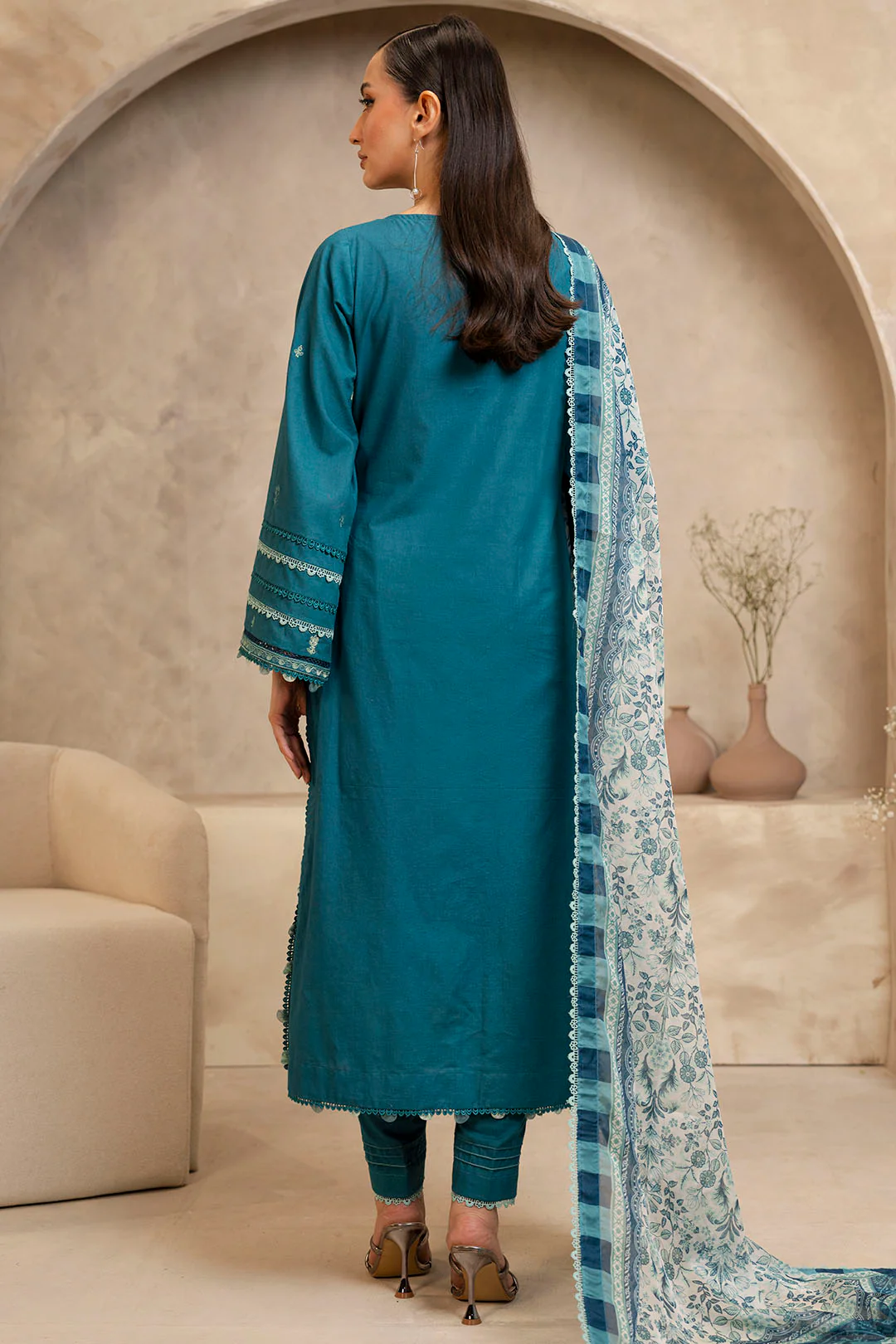 Embroidered Shirt Shalwar Dupatta - 0290 - Image 7