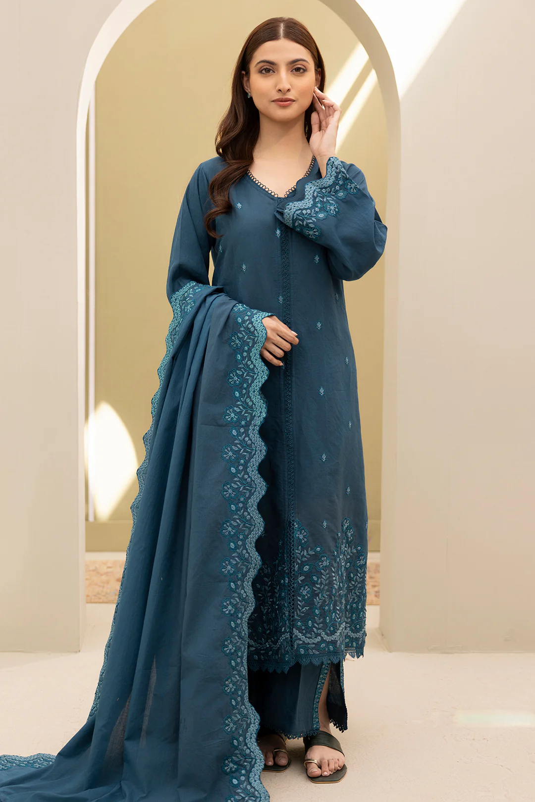 Embroidered Shirt Shalwar Dupatta - 0291 - Image 4
