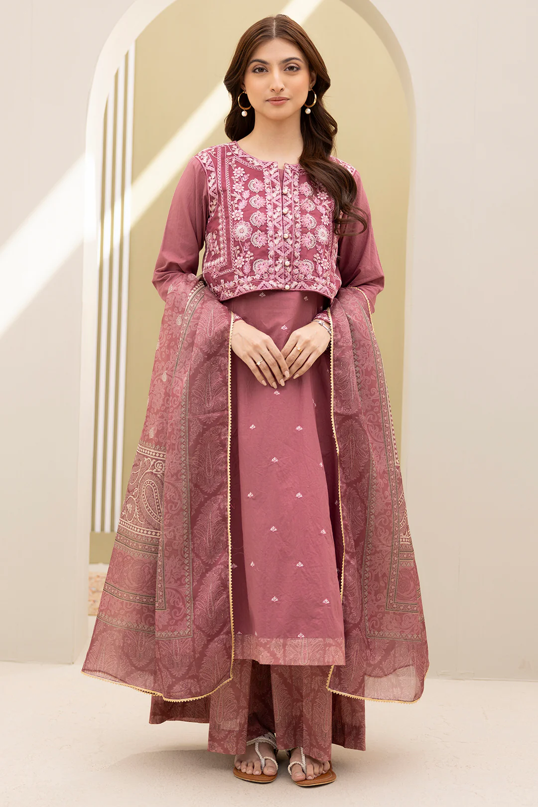 Embroidered Shirt Shalwar Dupatta - 0296 - Image 4