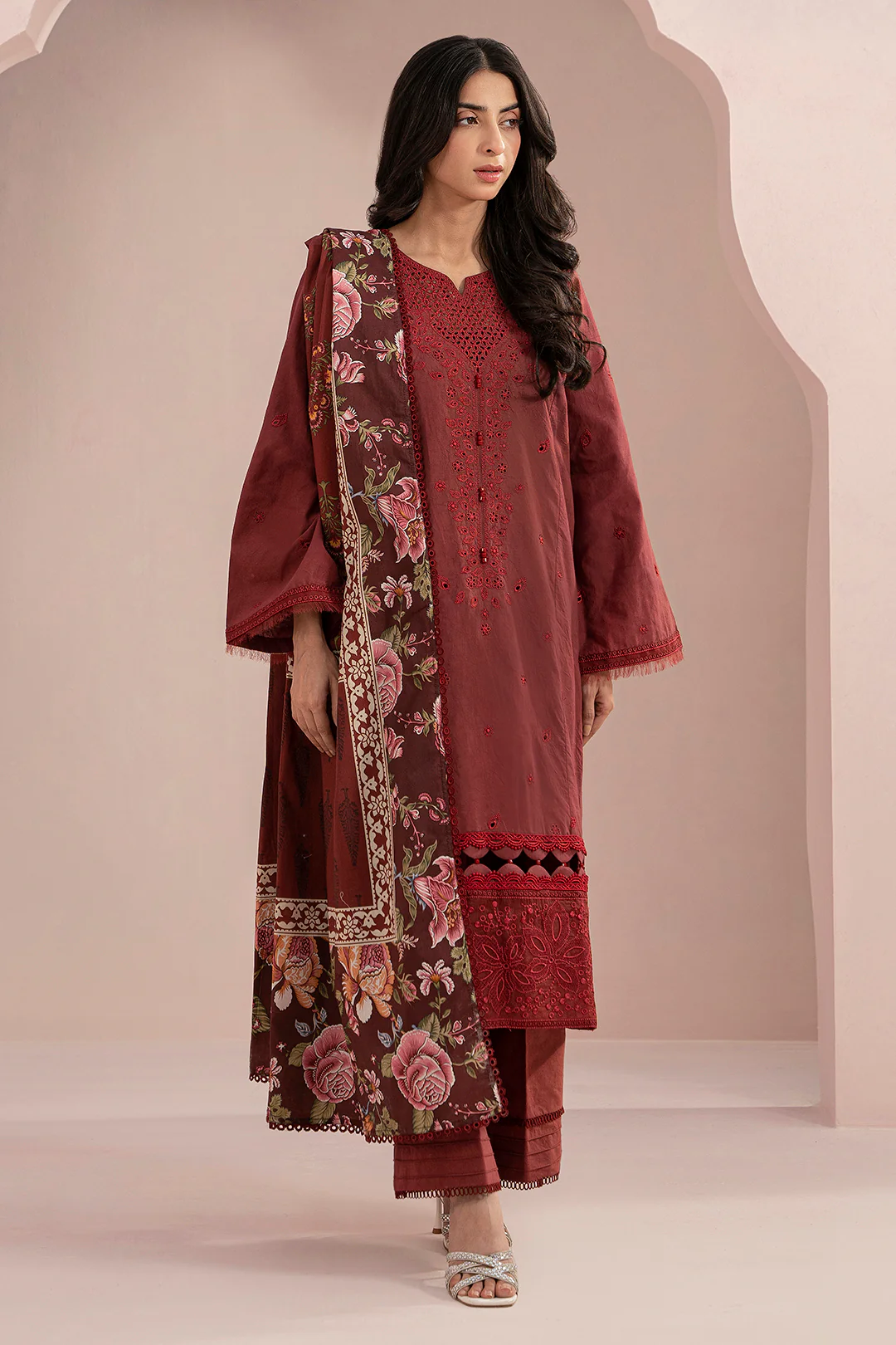 Embroidered Shirt Shalwar Dupatta - 0298 - Image 2