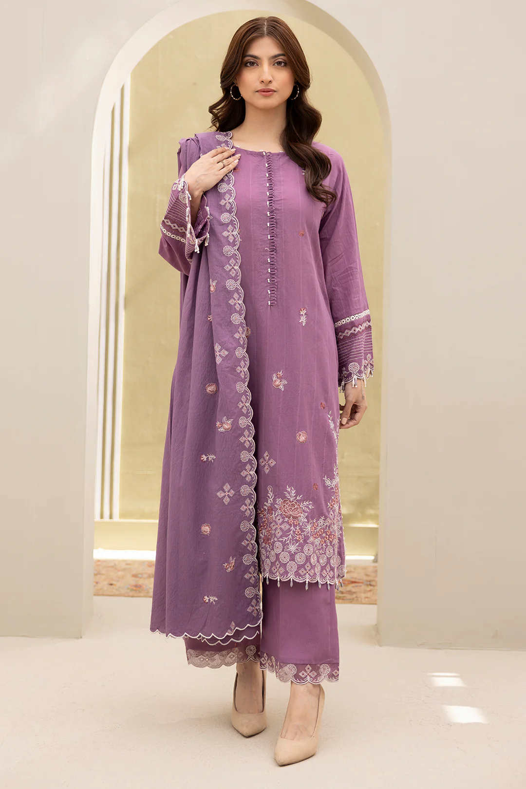Embroidered Shirt Shalwar Dupatta - 0299 - Image 7