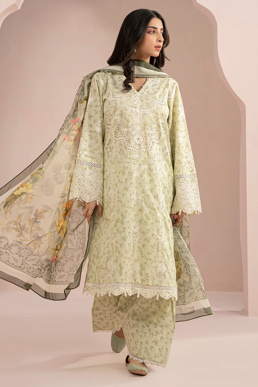 Embroidered Shirt Shalwar Dupatta - 0354 - Image 2