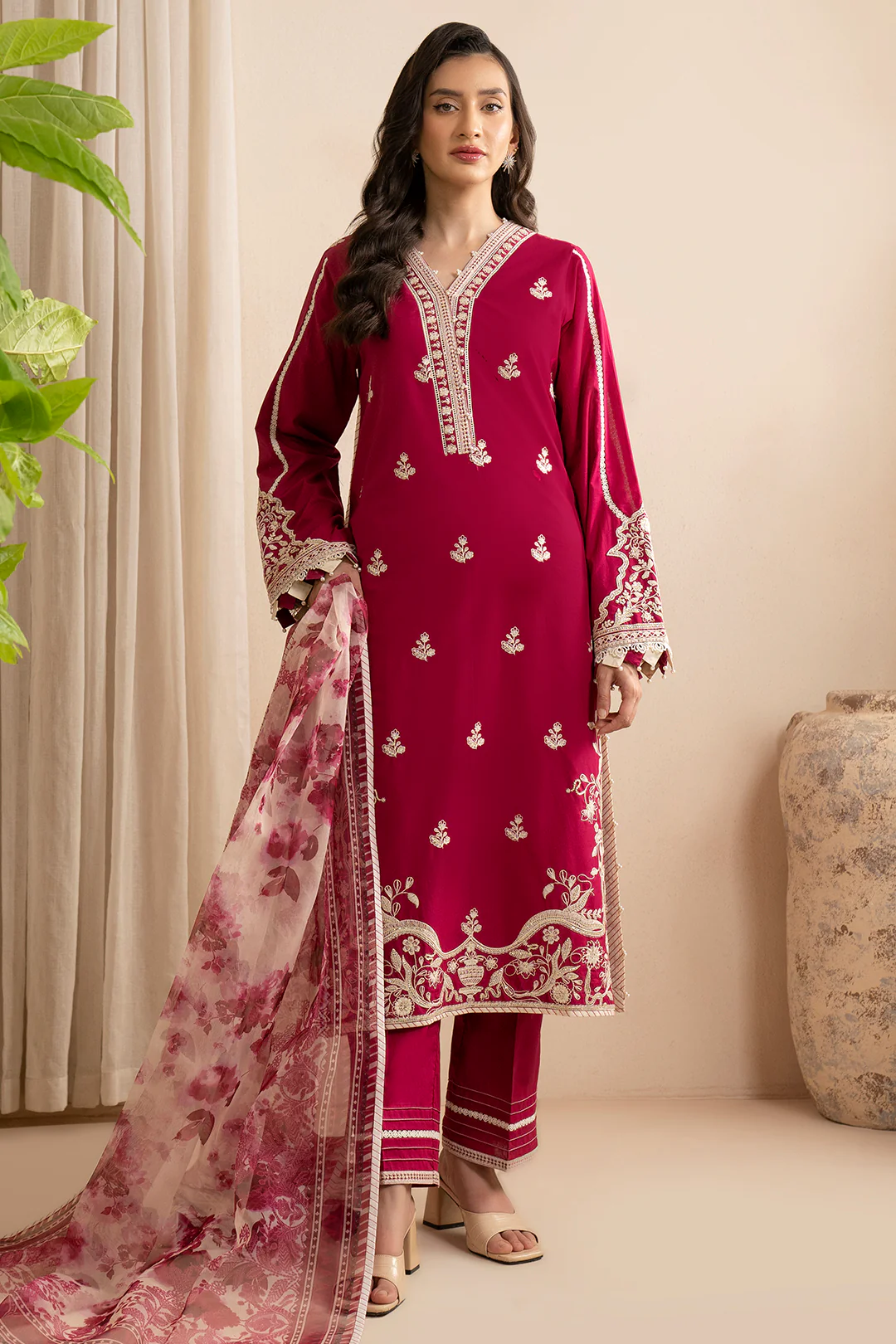 Embroidered Shirt Shalwar Dupatta - 0359 - Image 4
