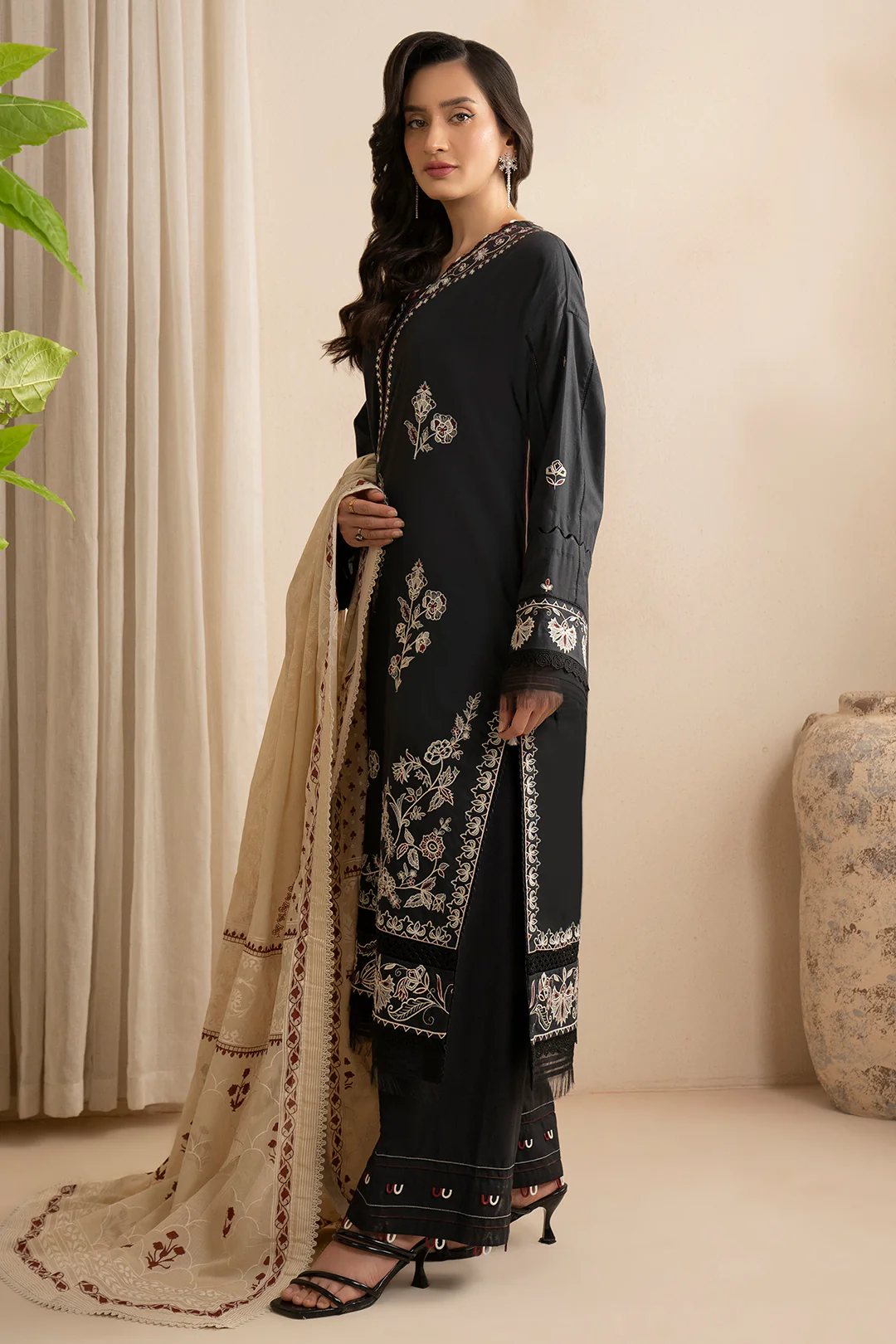 Embroidered Shirt Shalwar Dupatta - 0362 - Image 6