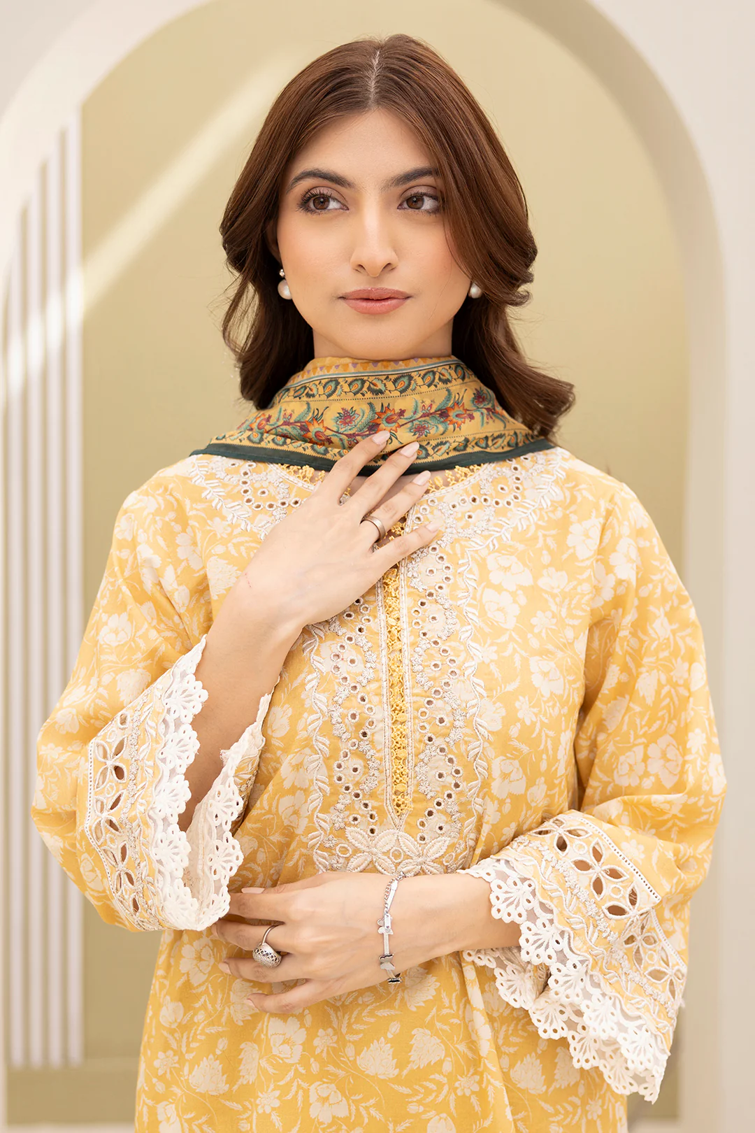 Embroidered Shirt Shalwar Dupatta - 0398 - Image 2