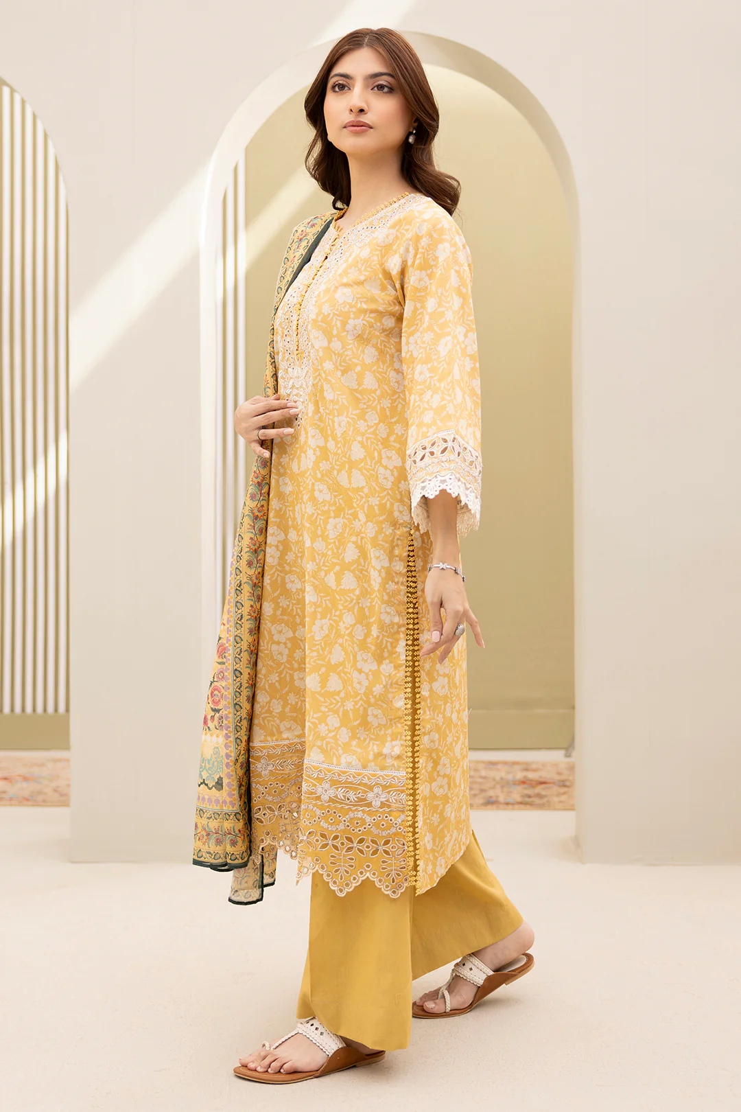 Embroidered Shirt Shalwar Dupatta - 0398 - Image 5