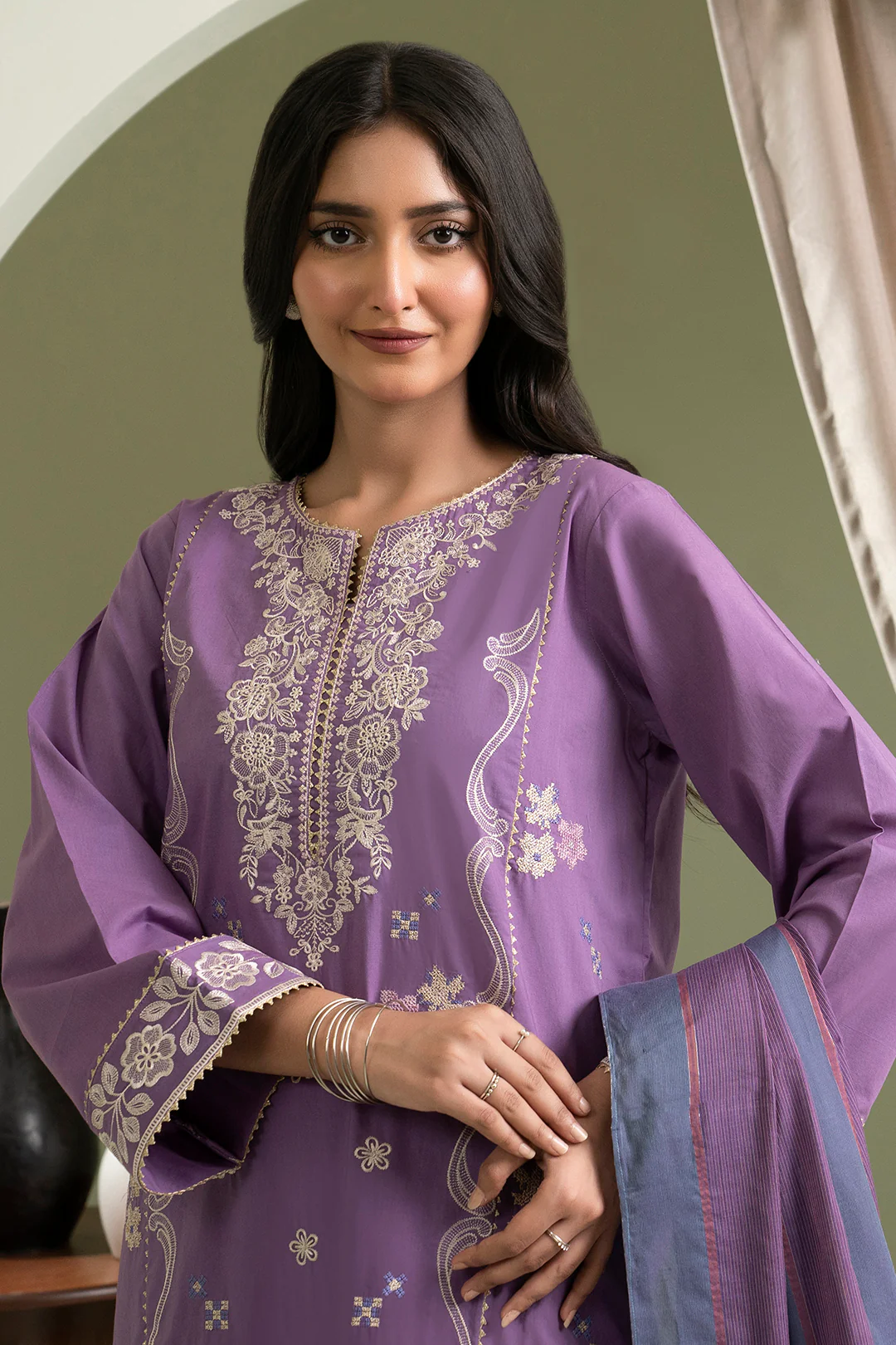 Embroidered Shirt Shalwar Dupatta - 0404 - Image 5