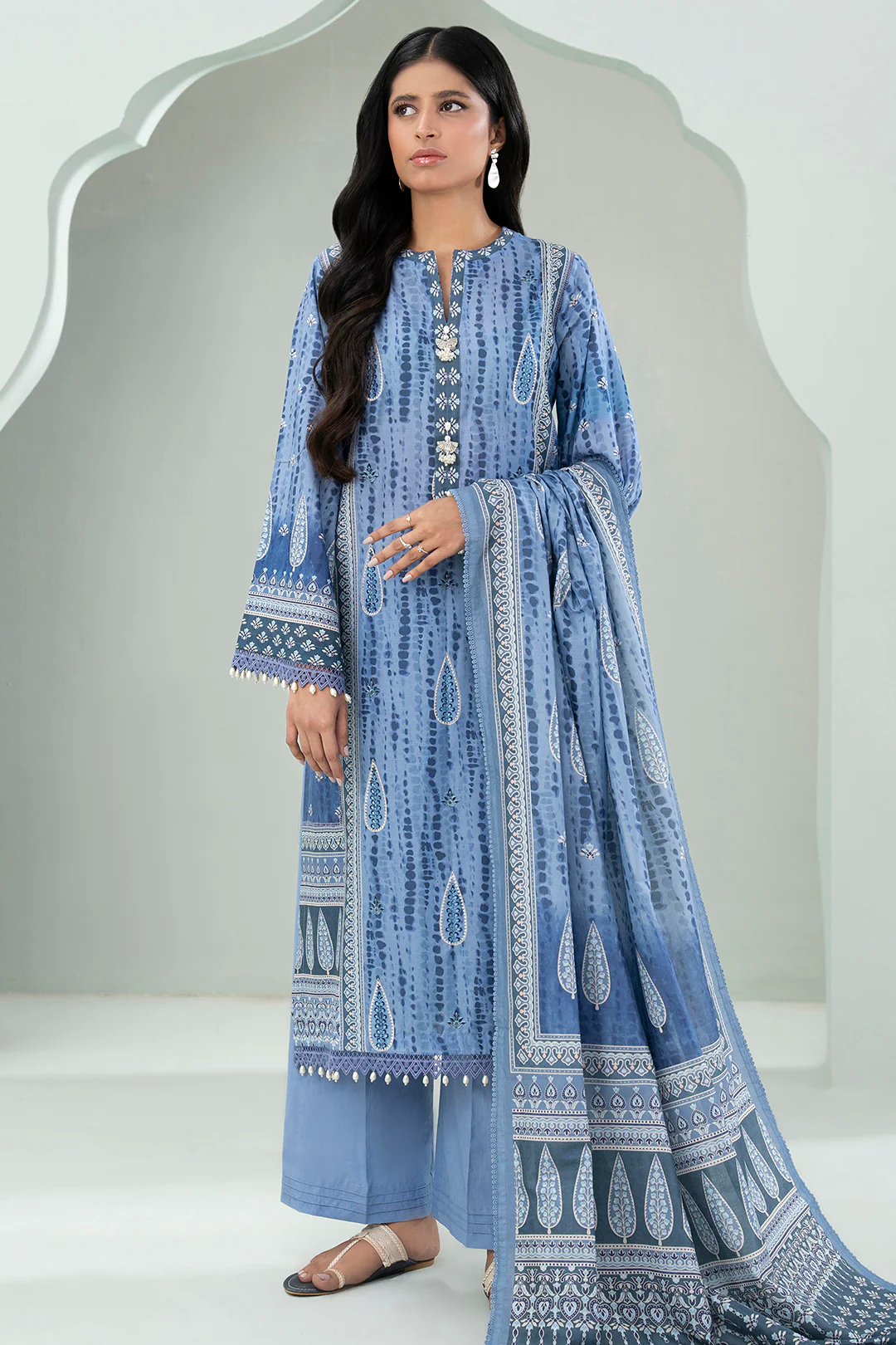 Embroidered Shirt Shalwar Dupatta - 0456 - Image 4
