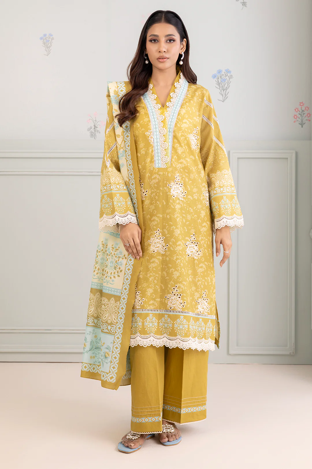 Embroidered Shirt Shalwar Dupatta - 0457