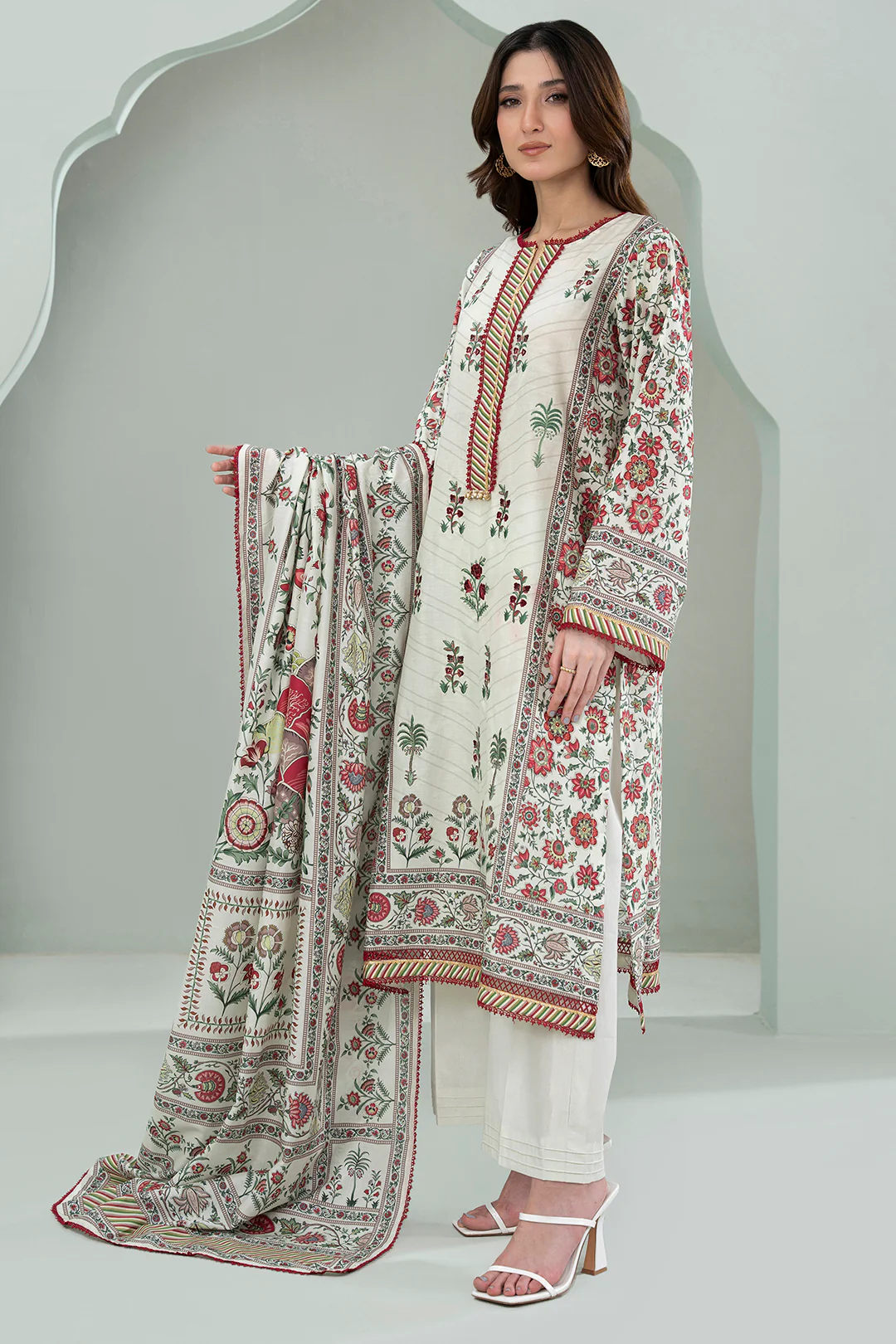 Embroidered Shirt Shalwar Dupatta - 0458 - Image 4