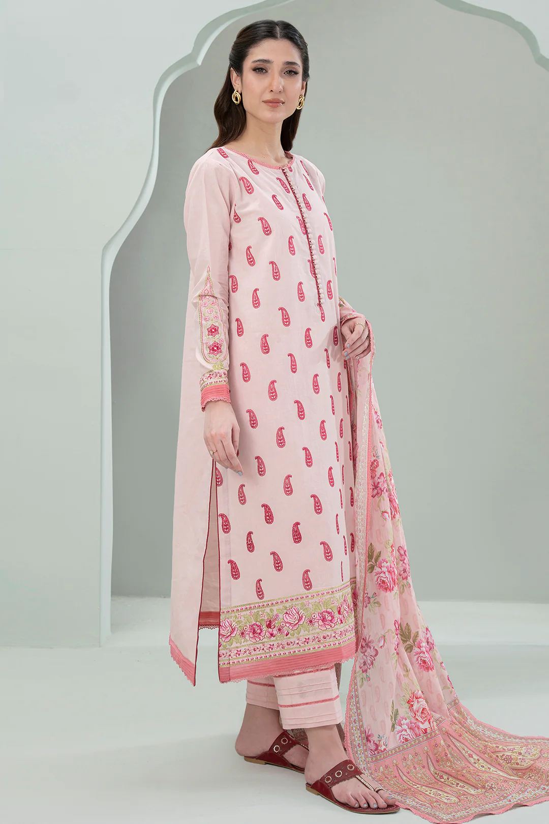 Embroidered Shirt Shalwar Dupatta - 0462 - Image 4
