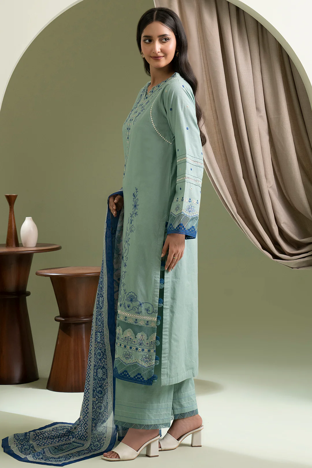 Embroidered Shirt Shalwar Dupatta - 0463 - Image 5