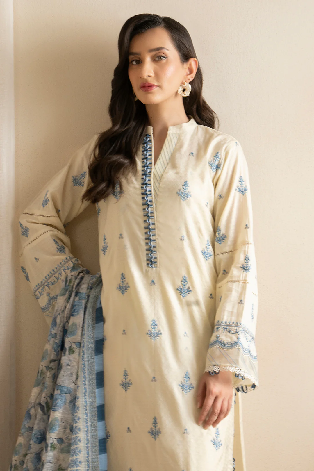 Embroidered Shirt Shalwar Dupatta - 0465 - Image 3