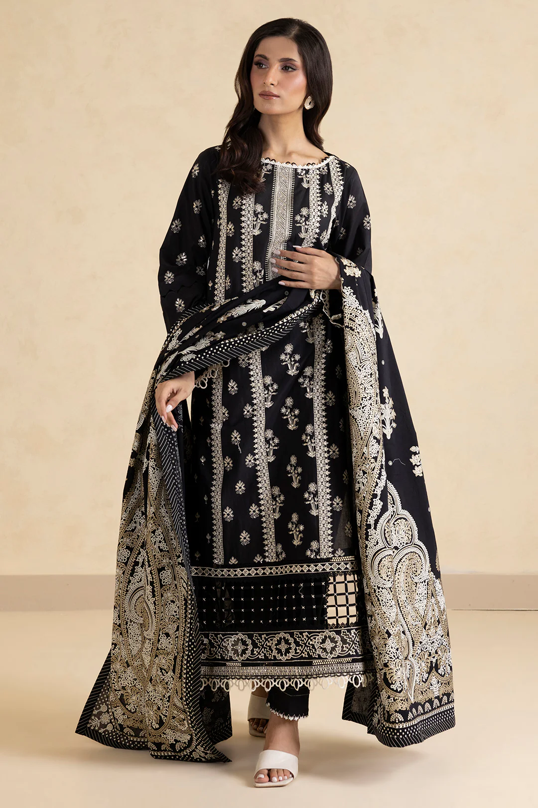 Embroidered Shirt Shalwar Dupatta - 0466 - Image 2