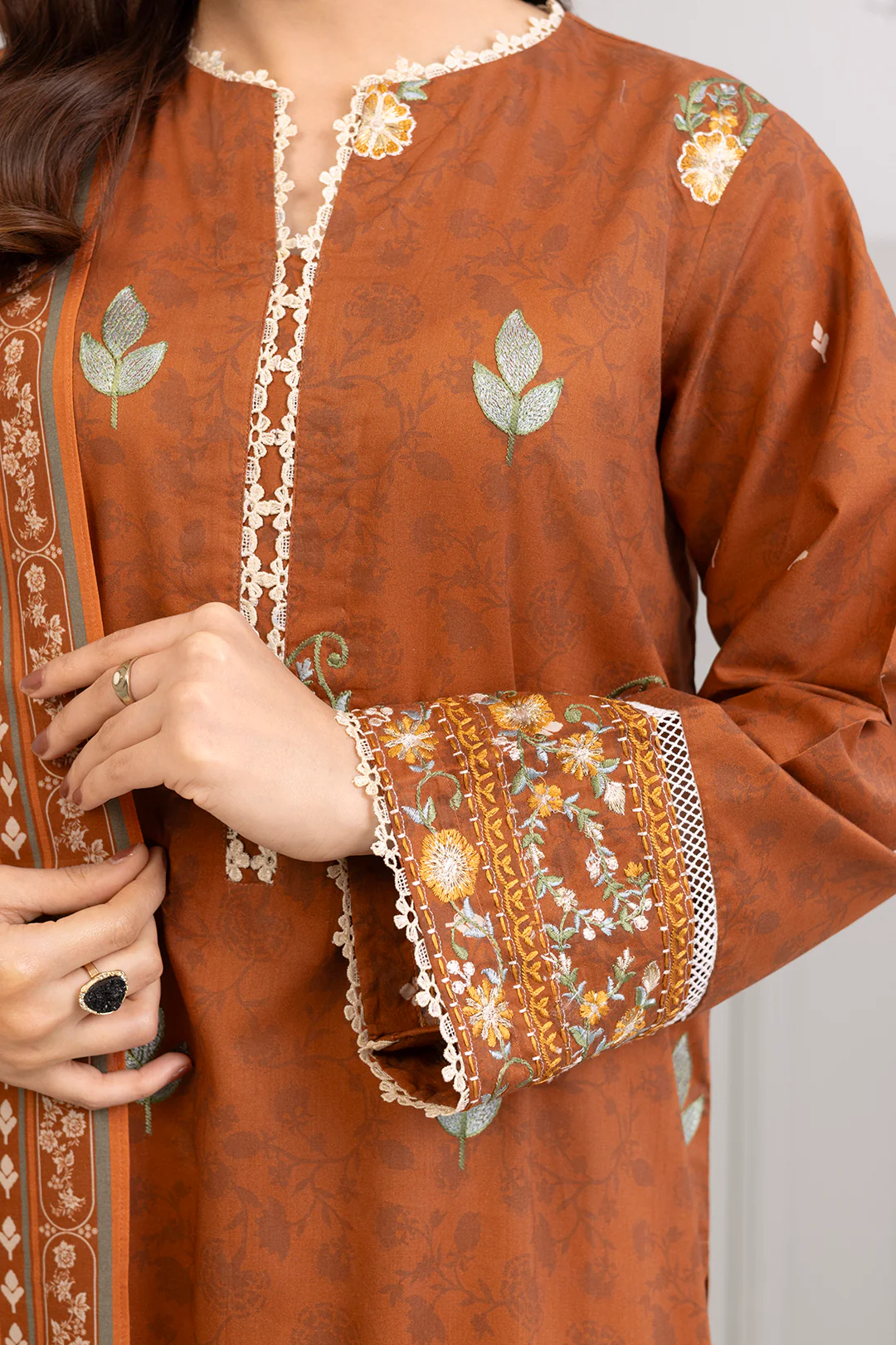 Embroidered Shirt Shalwar Dupatta - 0522 - Image 3
